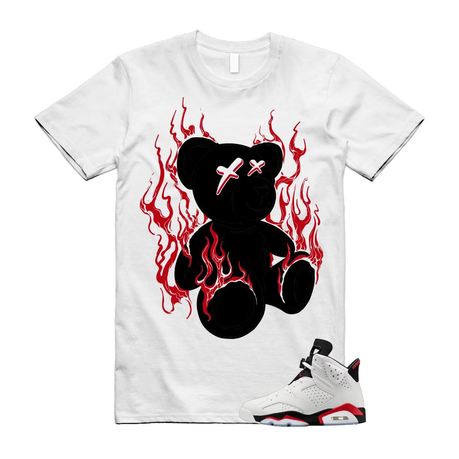6 Fire Red Summit White Black T Shirt Match LIT CT8529-120 T-Shirt, Sneaker Match Tee