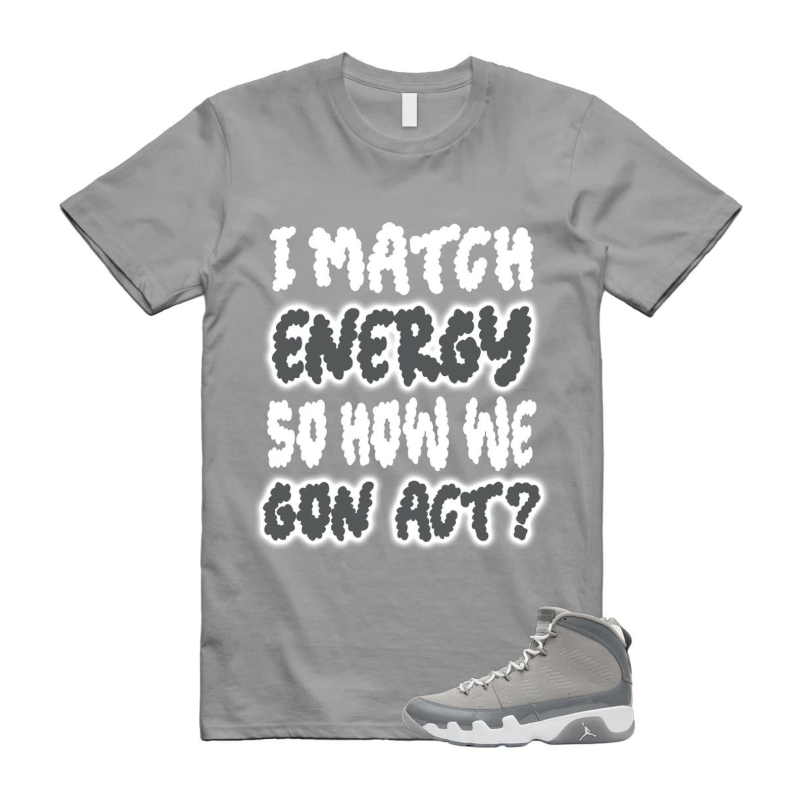 9 Cool Grey White 2025 T Shirt Match MATCH HV4794-011 T-Shirt, Sneaker Match Tee