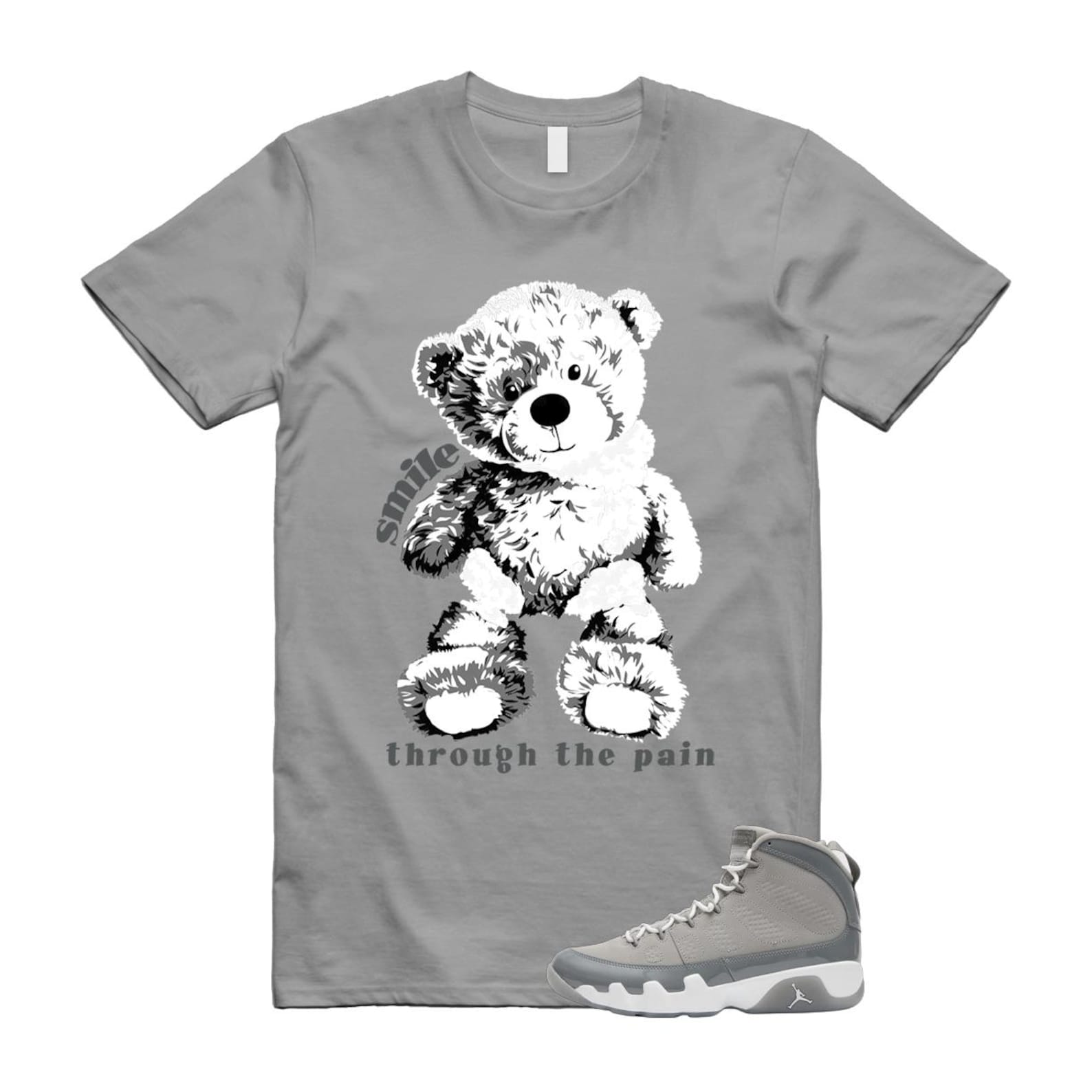 9 Cool Grey White 2025 T Shirt Match SMILE HV4794-011 T-Shirt, Sneaker Match Tee