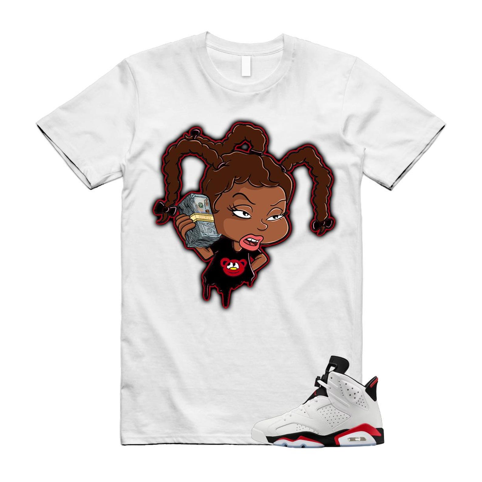 6 Fire Red Summit White Black T Shirt Match SUSIE CT8529-120 T-Shirt, Sneaker Match Tee