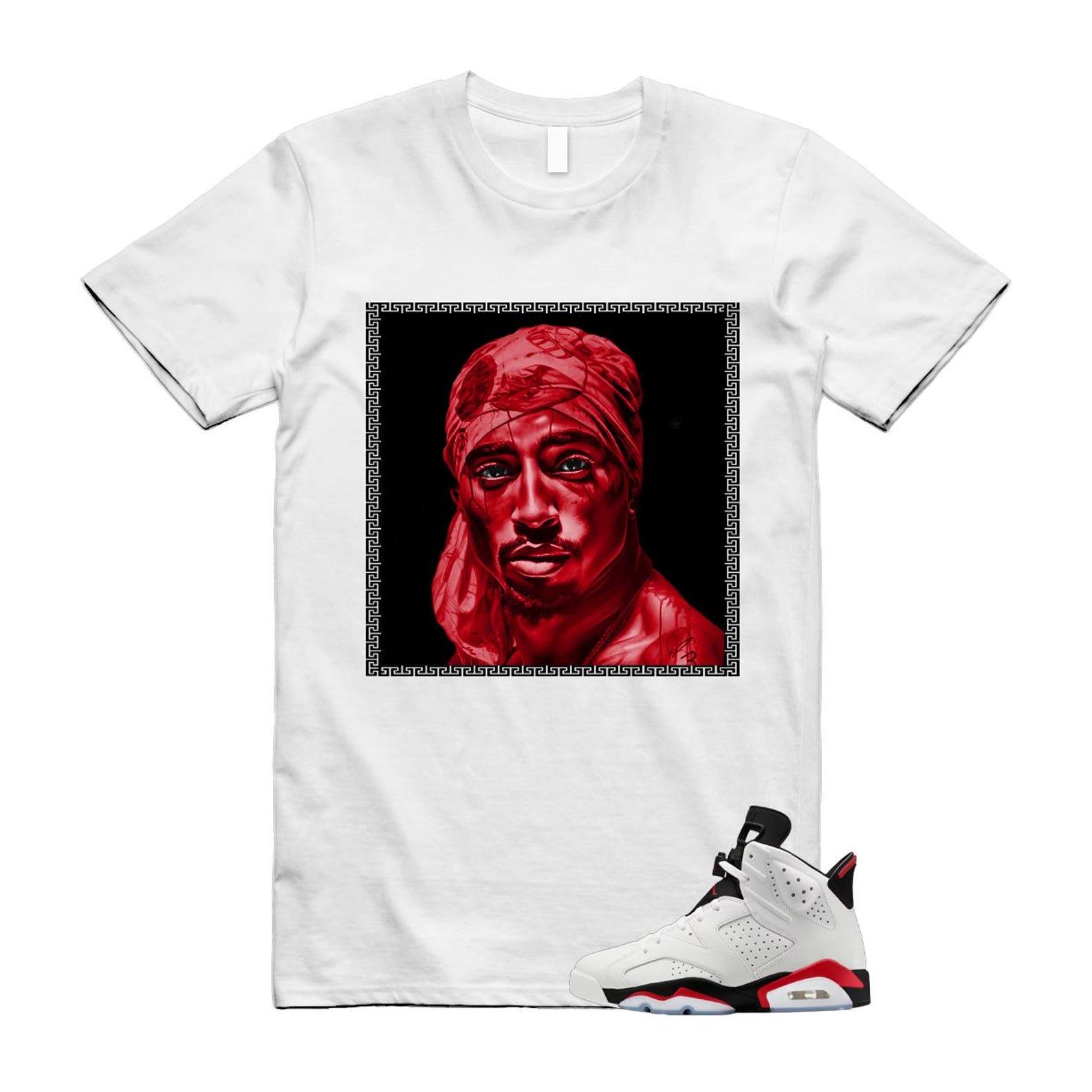6 Fire Red Summit White Black T Shirt Match PAC CT8529-120 T-Shirt, Sneaker Match Tee