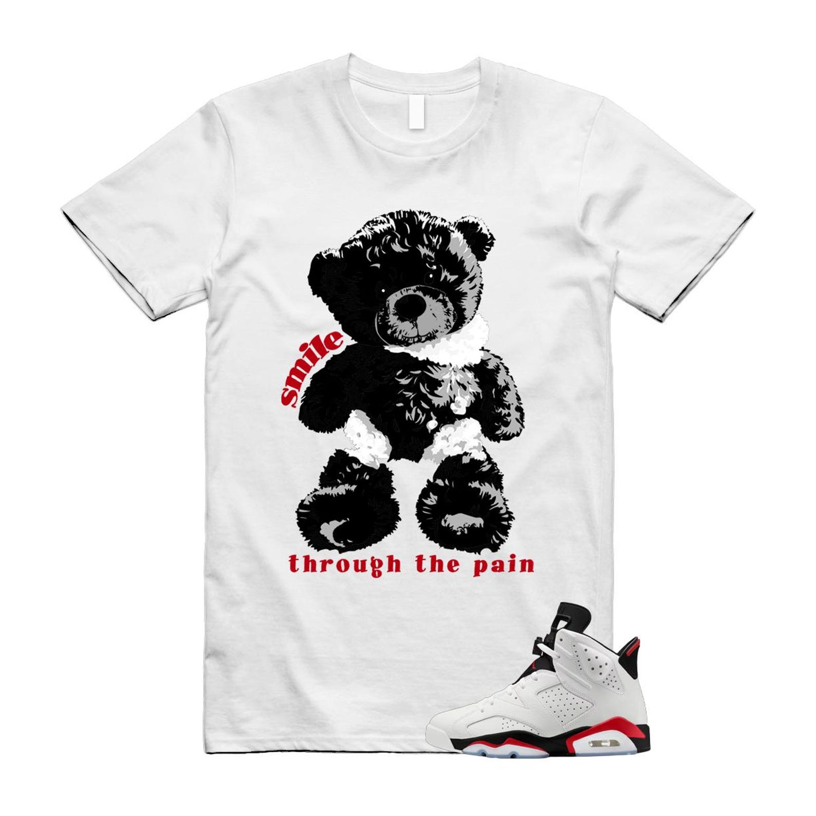 6 Fire Red Summit White Black T Shirt Match SMILE CT8529-120 T-Shirt, Sneaker Match Tee