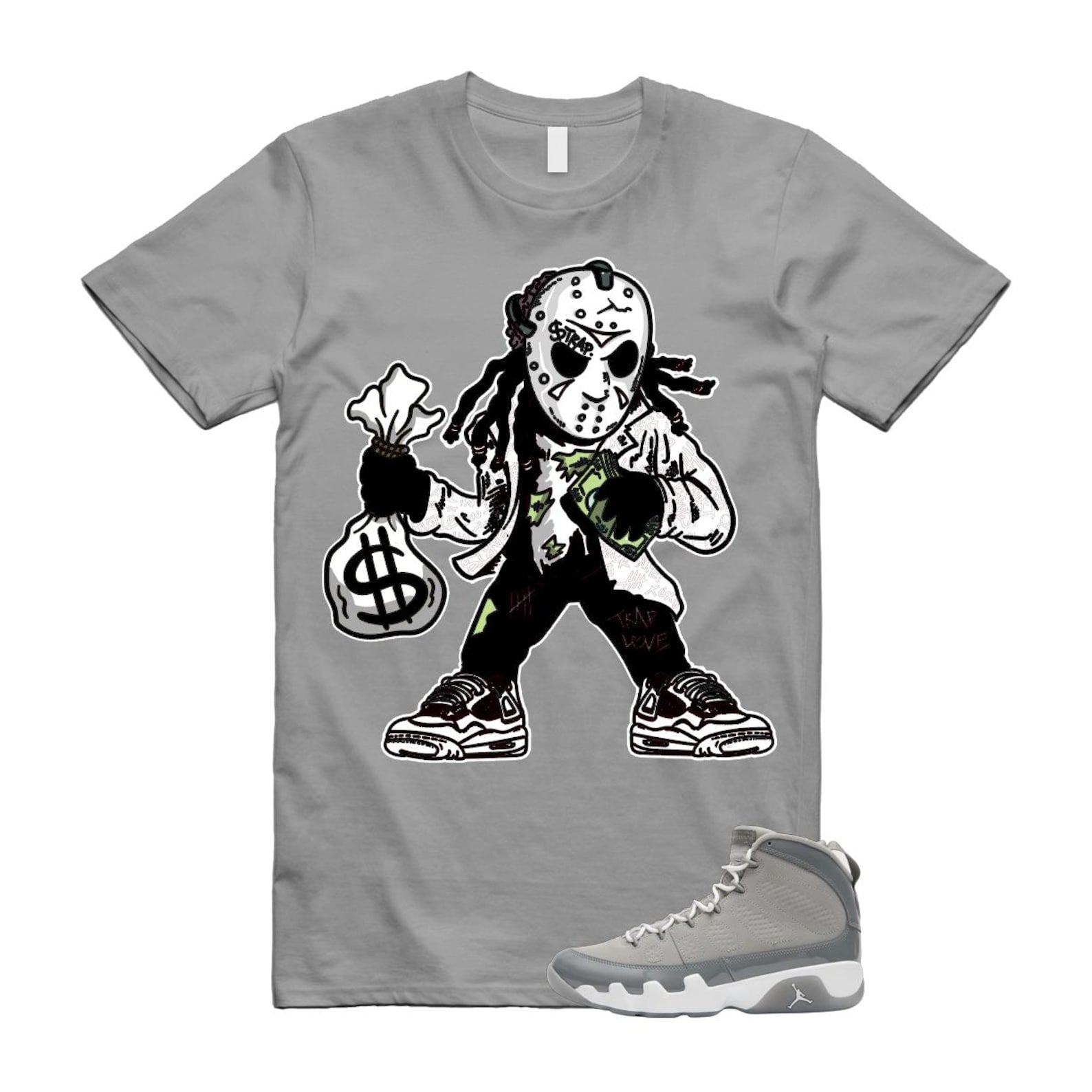 9 Cool Grey White 2025 T Shirt Match JASON HV4794-011 T-Shirt, Sneaker Match Tee