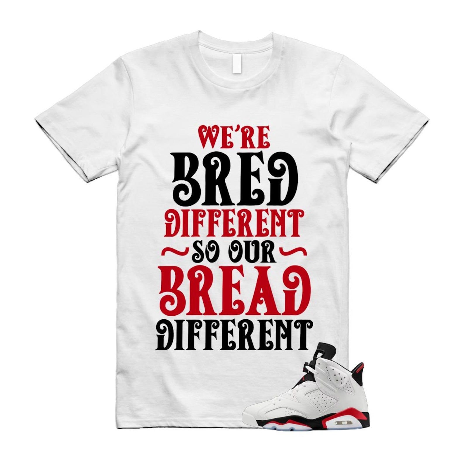 6 Fire Red Summit White Black T Shirt Match BREAD CT8529-120 T-Shirt, Sneaker Match Tee