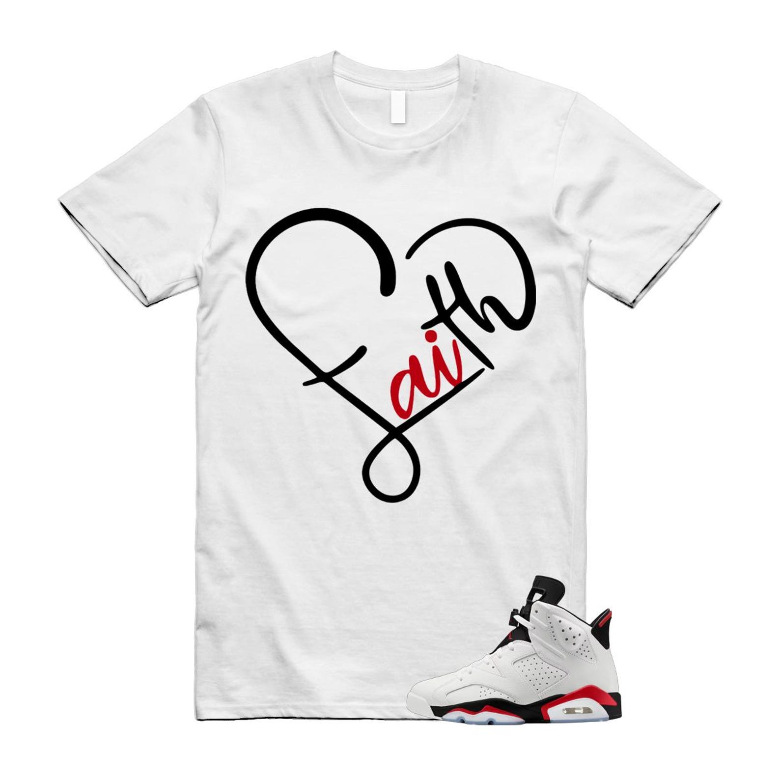 6 Fire Red Summit White Black T Shirt Match FAITH CT8529-120 T-Shirt, Sneaker Match Tee