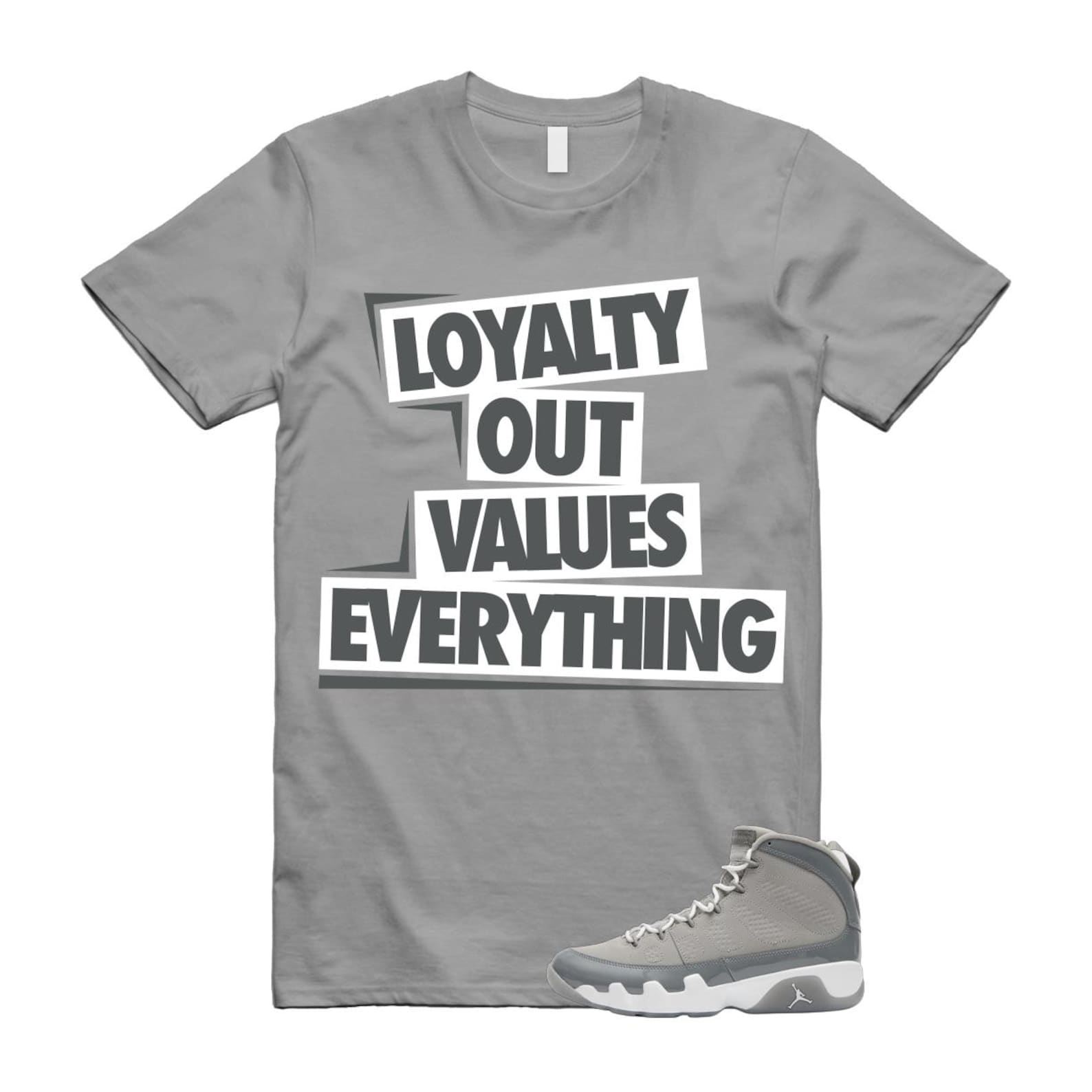 9 Cool Grey White 2025 T Shirt Match LOVE HV4794-011 T-Shirt, Sneaker Match Tee