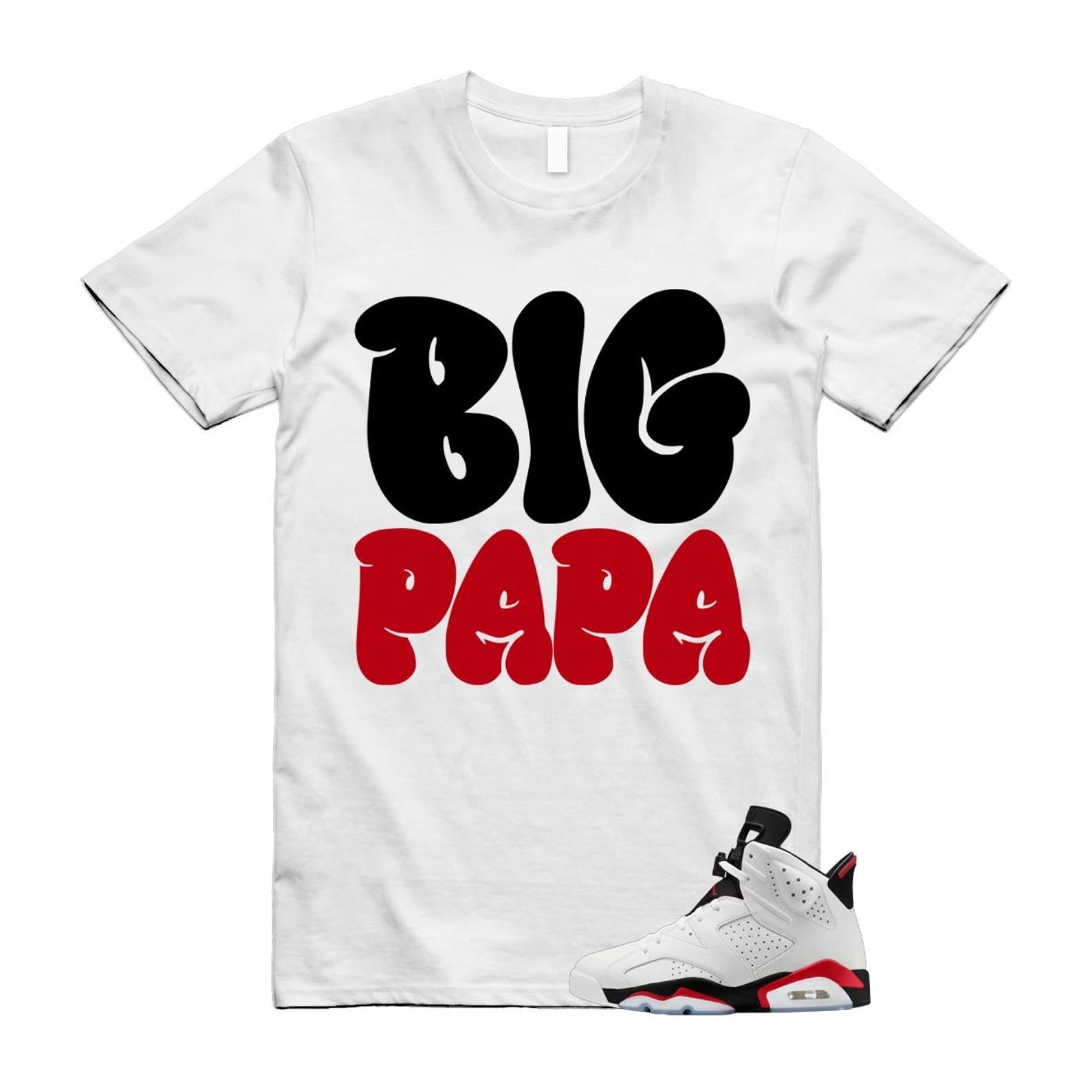 6 Fire Red Summit White Black T Shirt Match PAPA CT8529-120 T-Shirt, Sneaker Match Tee