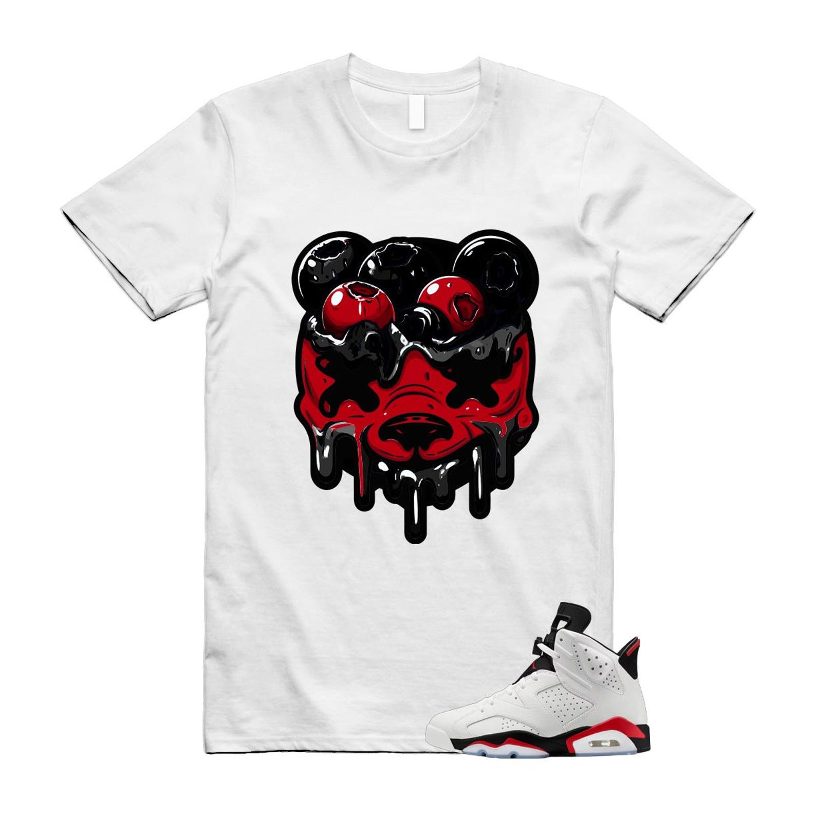 6 Fire Red Summit White Black T Shirt Match DBEAR CT8529-120 T-Shirt, Sneaker Match Tee