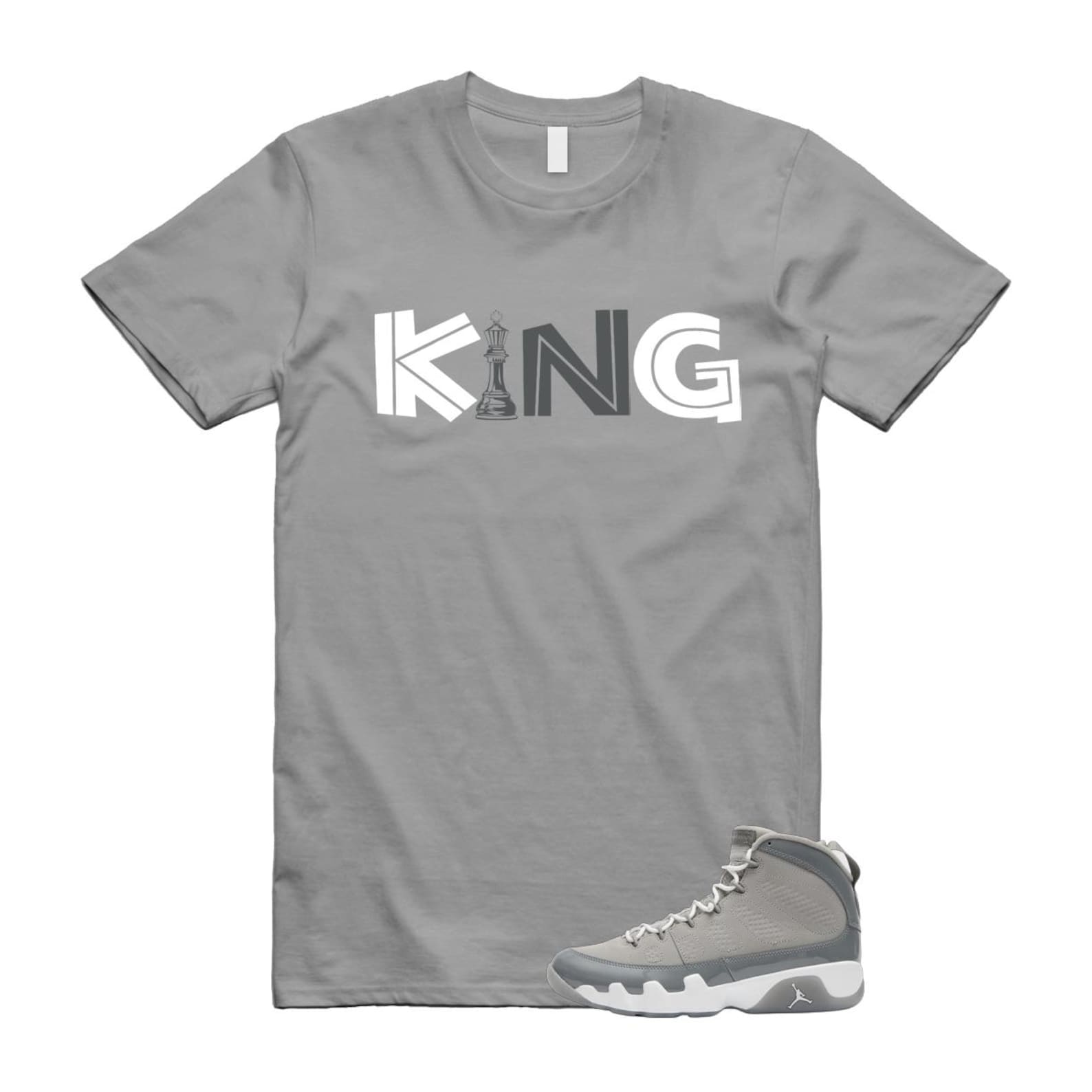 9 Cool Grey White 2025 T Shirt Match KING HV4794-011 T-Shirt, Sneaker Match Tee