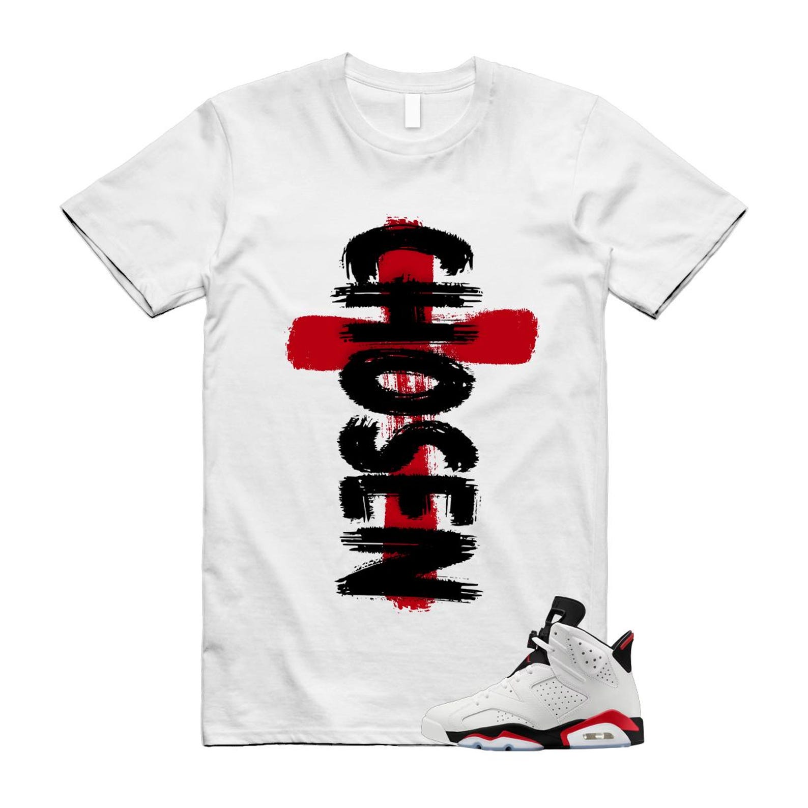 6 Fire Red Summit White Black T Shirt Match CHOSEN CT8529-120 T-Shirt, Sneaker Match Tee