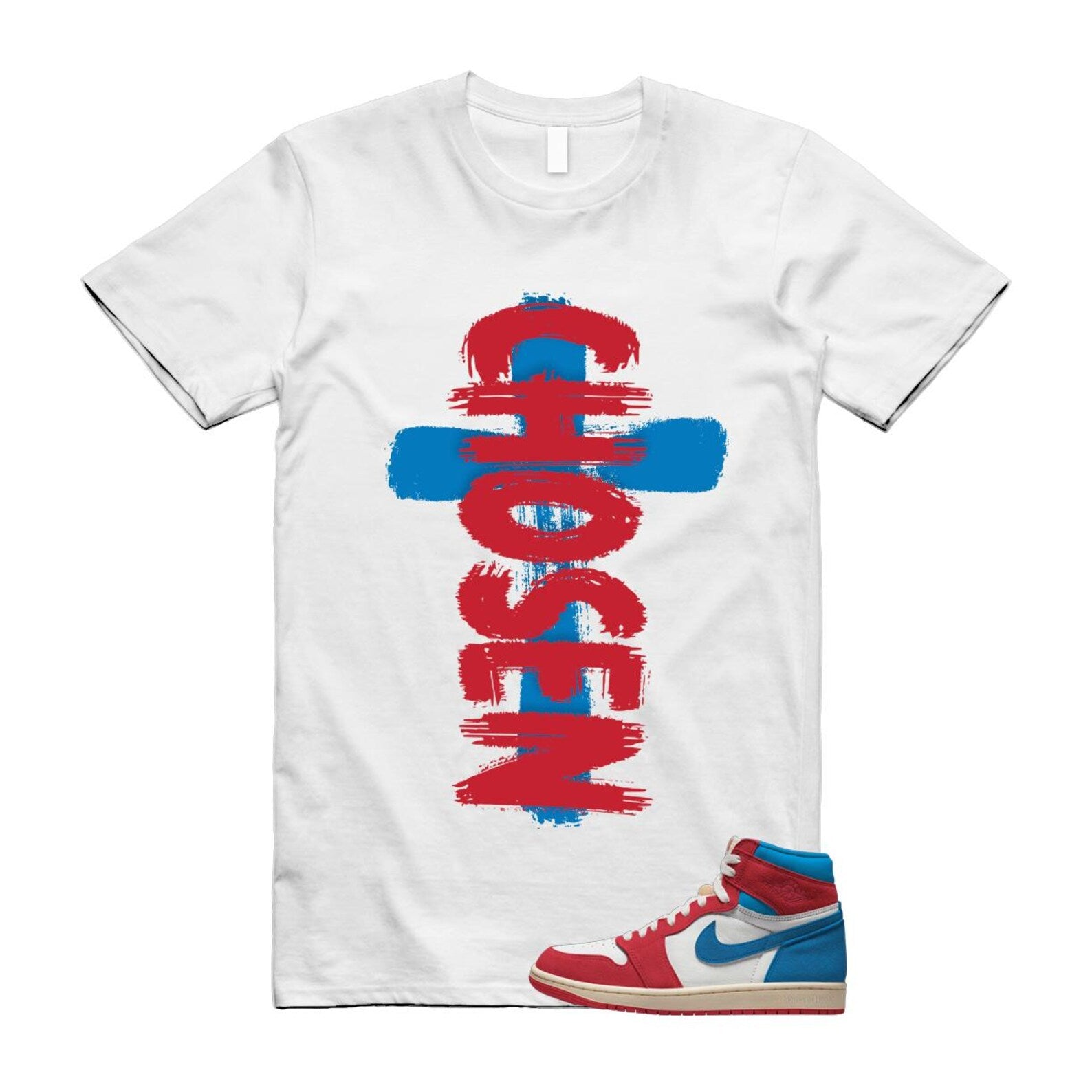 1 Red Dark Powder Blue Red Pale Vanilla Air T Shirt Match CHOSEN FD2596-100 T-Shirt, Sneaker Match Tee