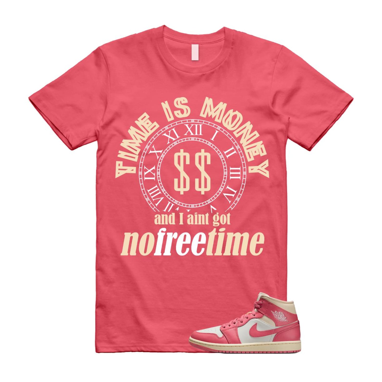 1 Guava Ice Muslin Pink Salt White Mid T Shirt Match FREE BQ6472-109 T-Shirt, Sneaker Match Tee