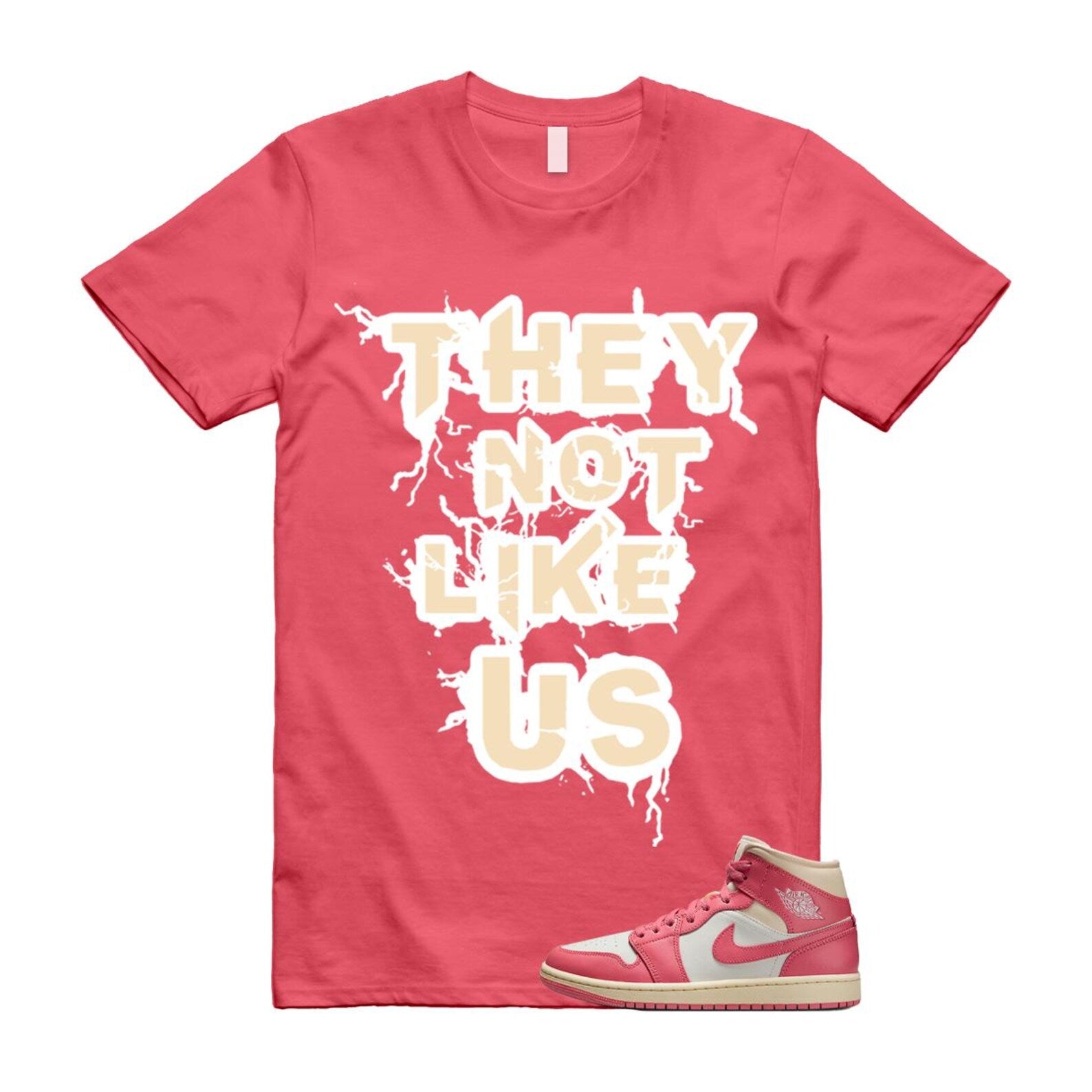 1 Guava Ice Muslin Pink Salt White Mid T Shirt Match US BQ6472-109 T-Shirt, Sneaker Match Tee