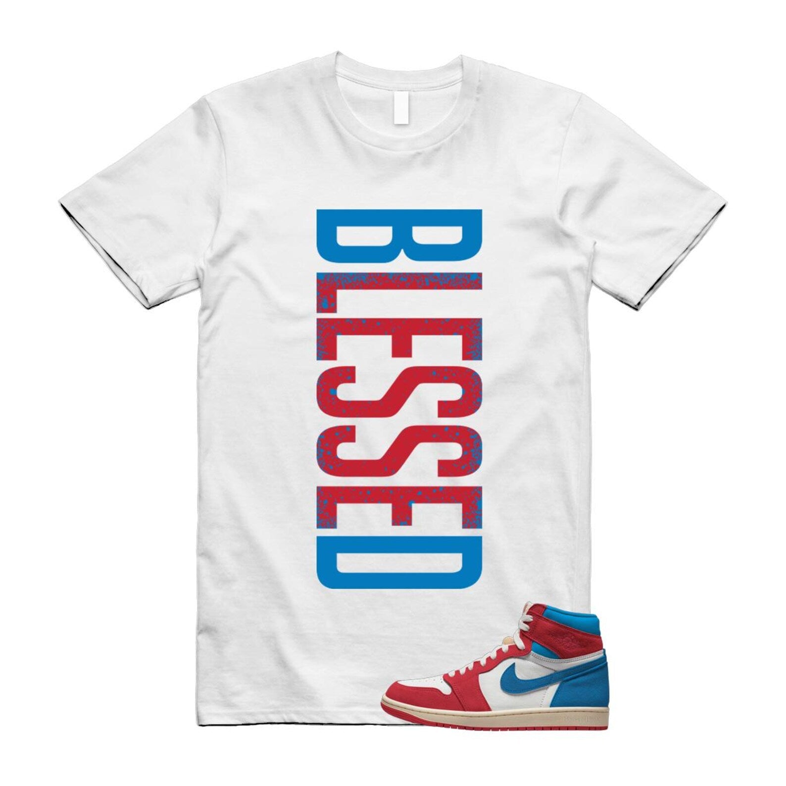 1 Red Dark Powder Blue Red Pale Vanilla Air T Shirt Match VERTBLS FD2596-100 T-Shirt, Sneaker Match Tee