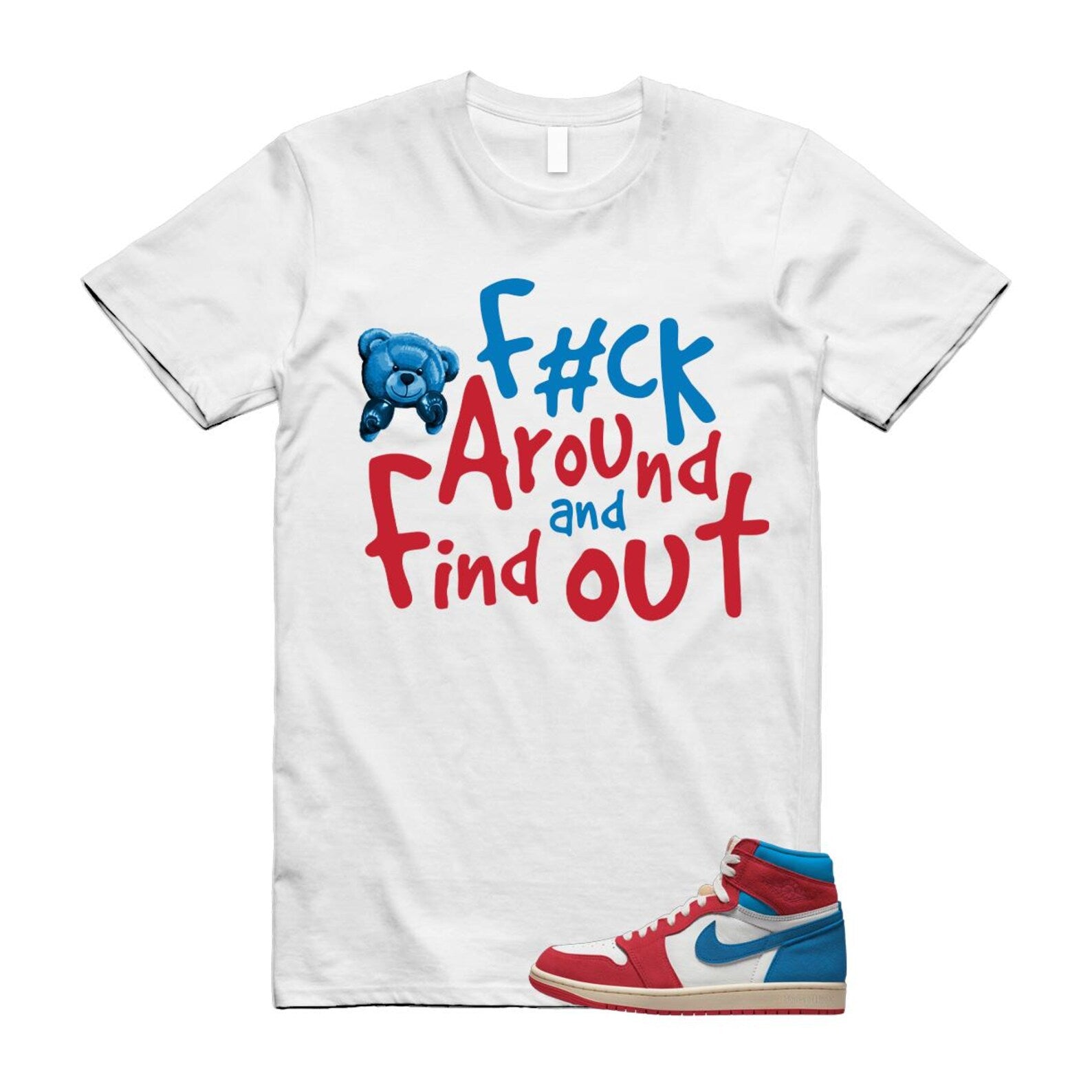 1 Red Dark Powder Blue Red Pale Vanilla Air T Shirt Match FCK FD2596-100 T-Shirt, Sneaker Match Tee