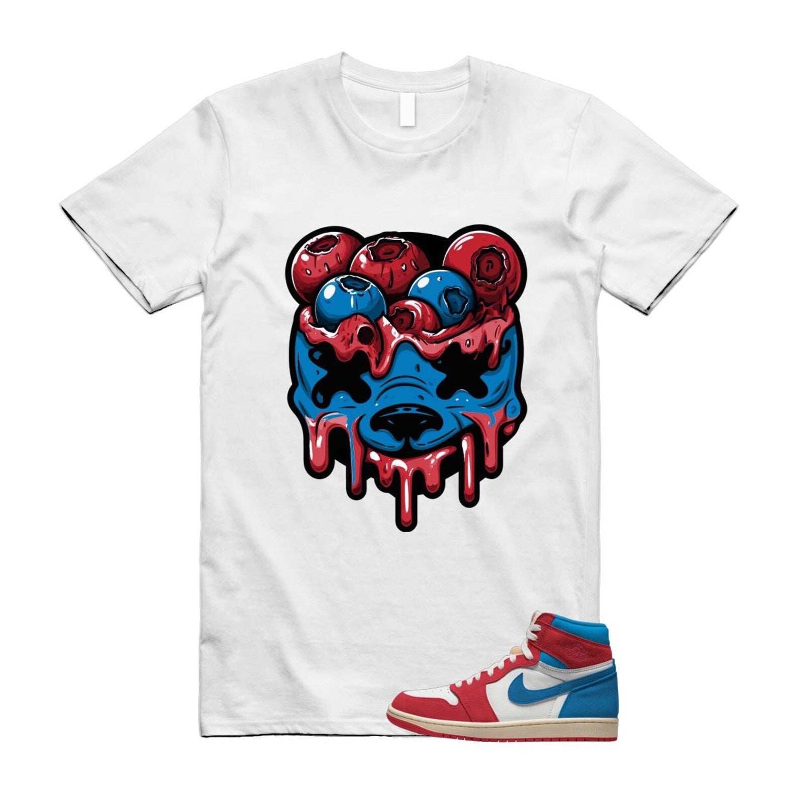 1 Red Dark Powder Blue Red Pale Vanilla Air T Shirt Match DBEAR FD2596-100 T-Shirt, Sneaker Match Tee