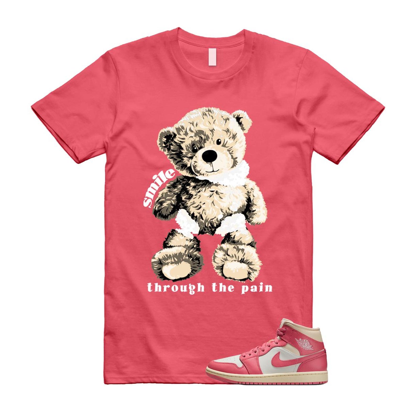 1 Guava Ice Muslin Pink Salt White Mid T Shirt Match SMILE BQ6472-109 T-Shirt, Sneaker Match Tee