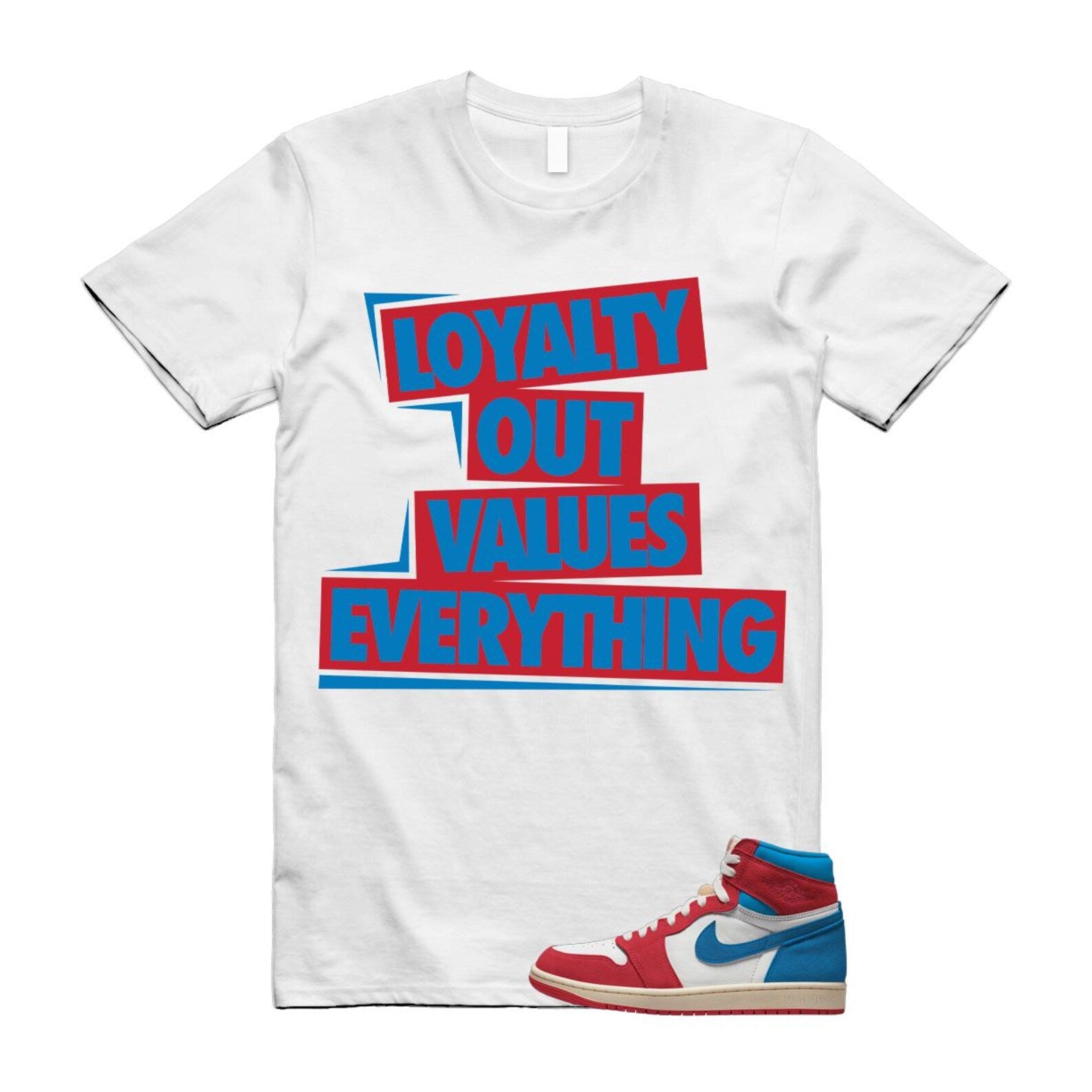 1 Red Dark Powder Blue Red Pale Vanilla Air T Shirt Match LOVE FD2596-100 T-Shirt, Sneaker Match Tee