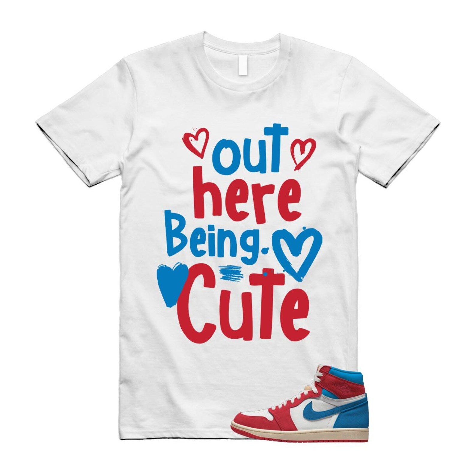 1 Red Dark Powder Blue Red Pale Vanilla Air T Shirt Match C2 FD2596-100 T-Shirt, Sneaker Match Tee