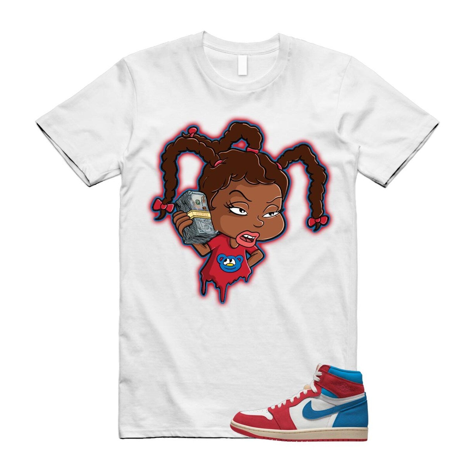 1 Red Dark Powder Blue Red Pale Vanilla Air T Shirt Match SUSIE FD2596-100 T-Shirt, Sneaker Match Tee