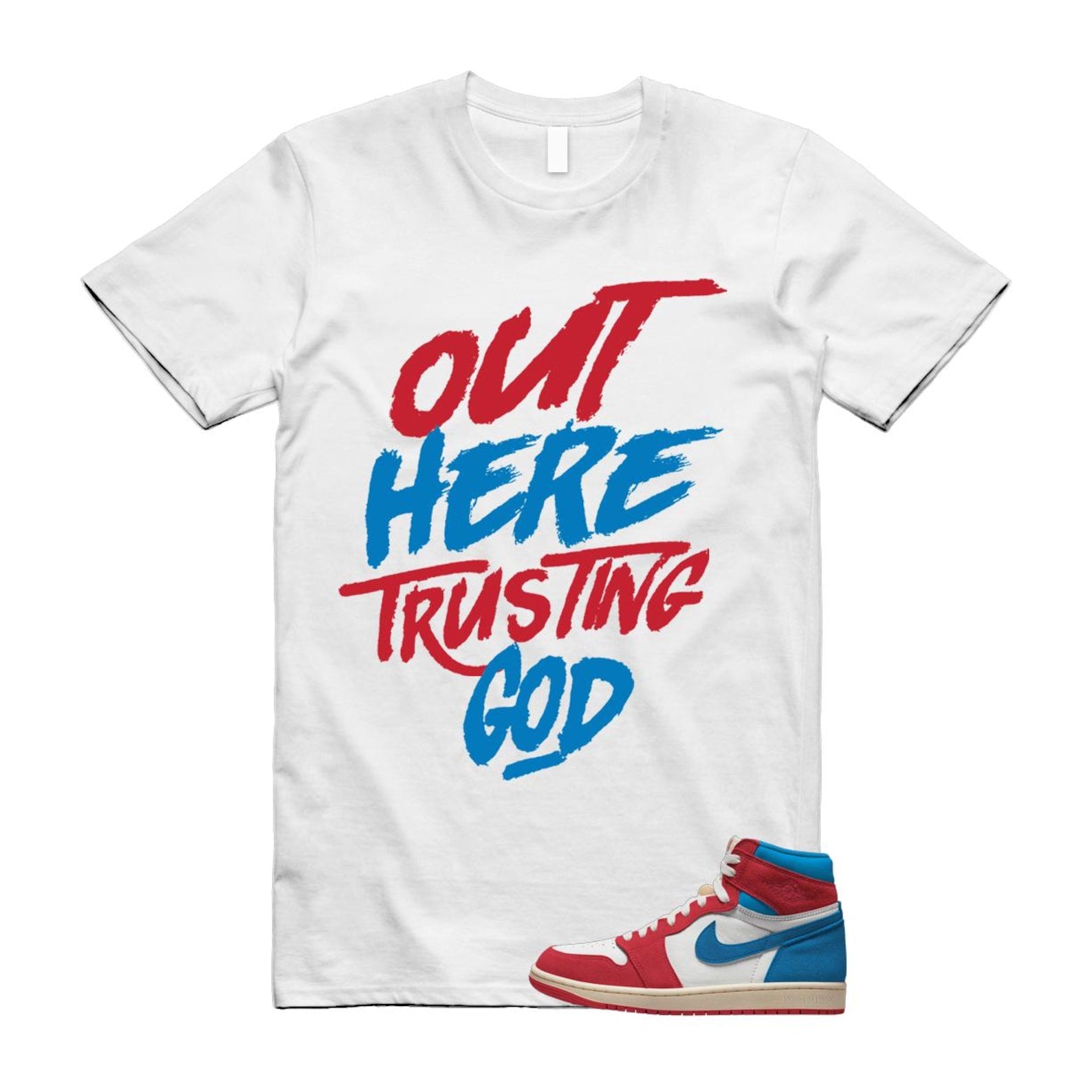 1 Red Dark Powder Blue Red Pale Vanilla Air T Shirt Match TG FD2596-100 T-Shirt, Sneaker Match Tee