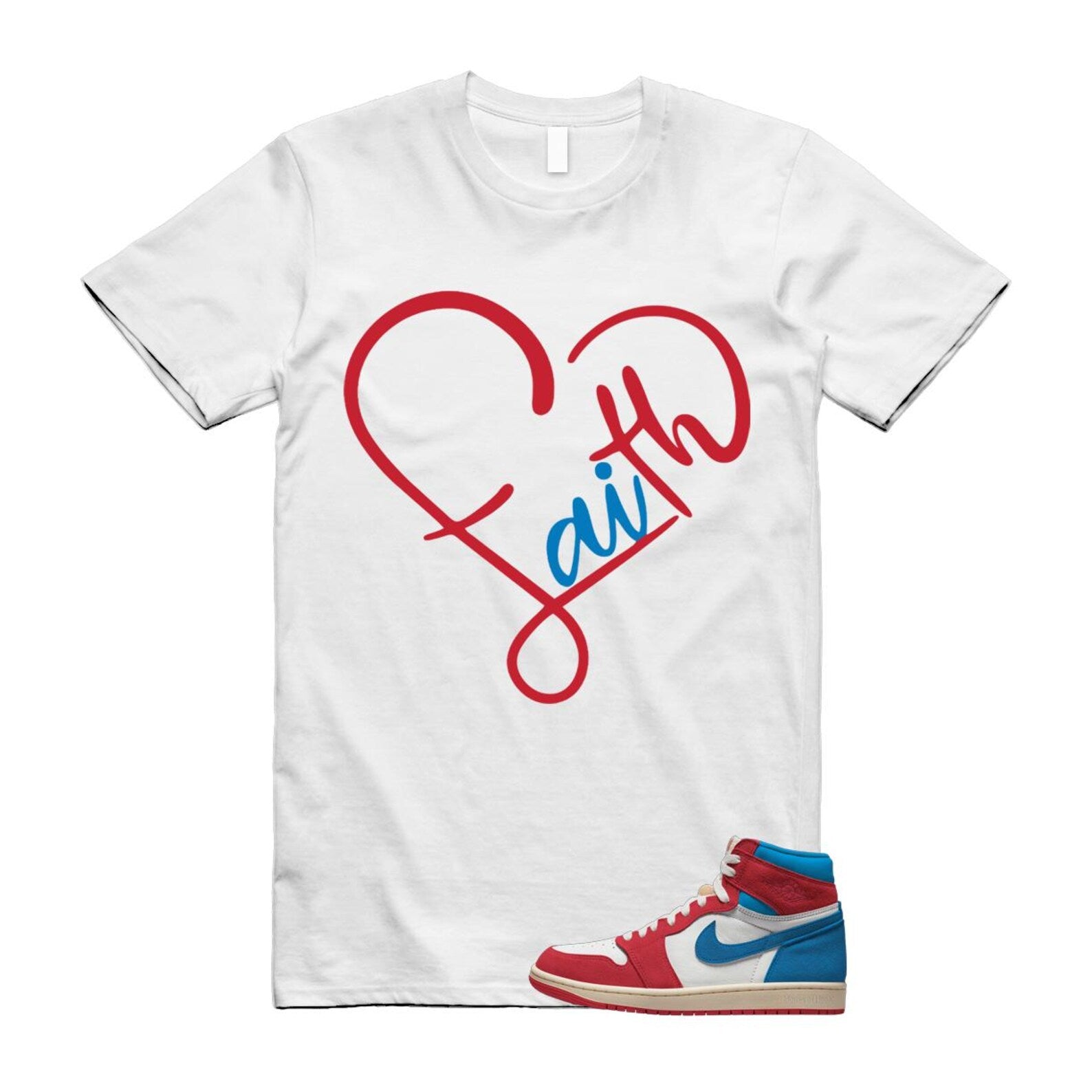 1 Red Dark Powder Blue Red Pale Vanilla Air T Shirt Match FAITH FD2596-100 T-Shirt, Sneaker Match Tee