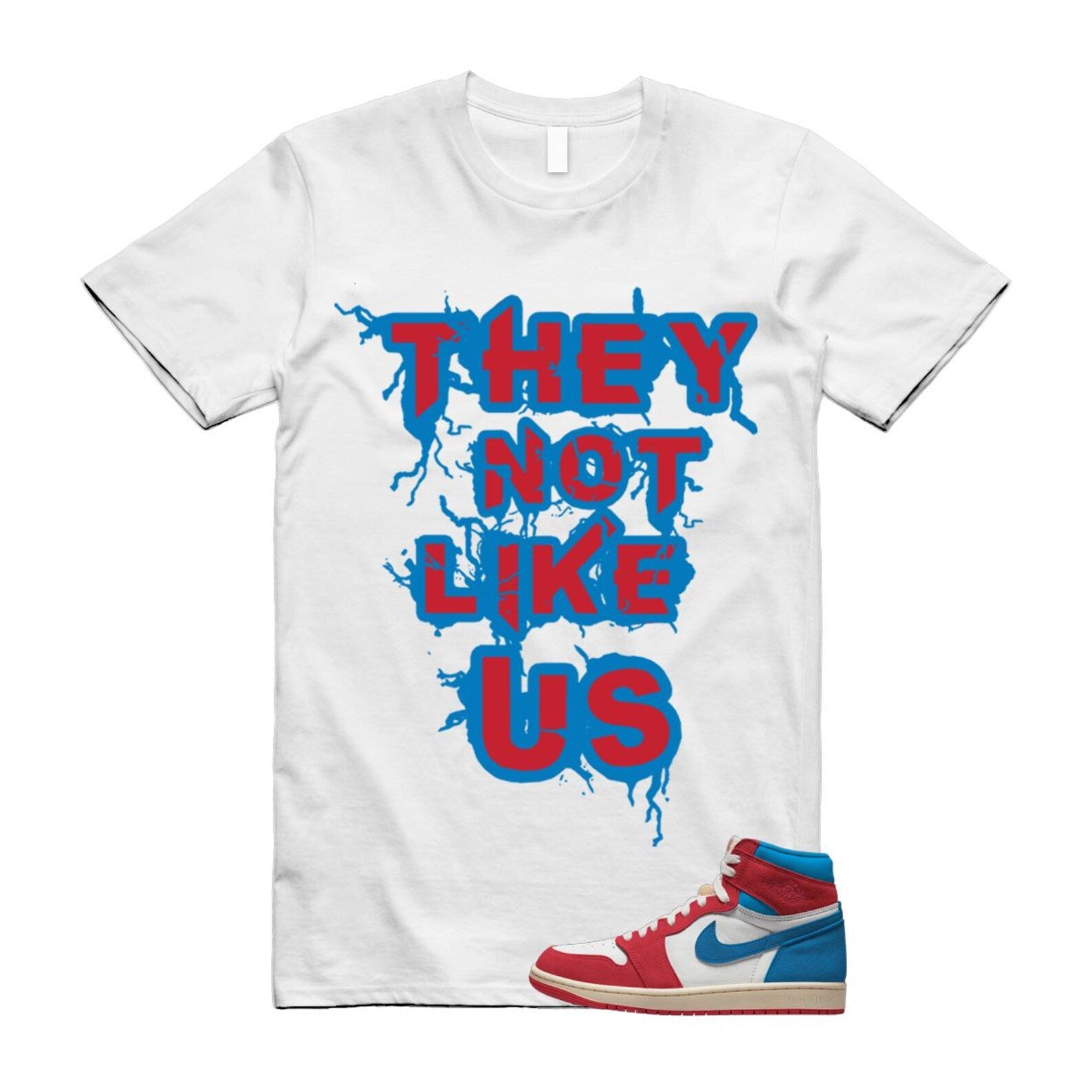 1 Red Dark Powder Blue Red Pale Vanilla Air T Shirt Match US FD2596-100 T-Shirt, Sneaker Match Tee