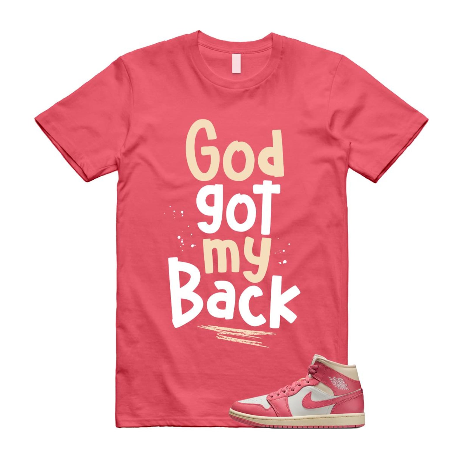 1 Guava Ice Muslin Pink Salt White Mid T Shirt Match GOD BQ6472-109 T-Shirt, Sneaker Match Tee