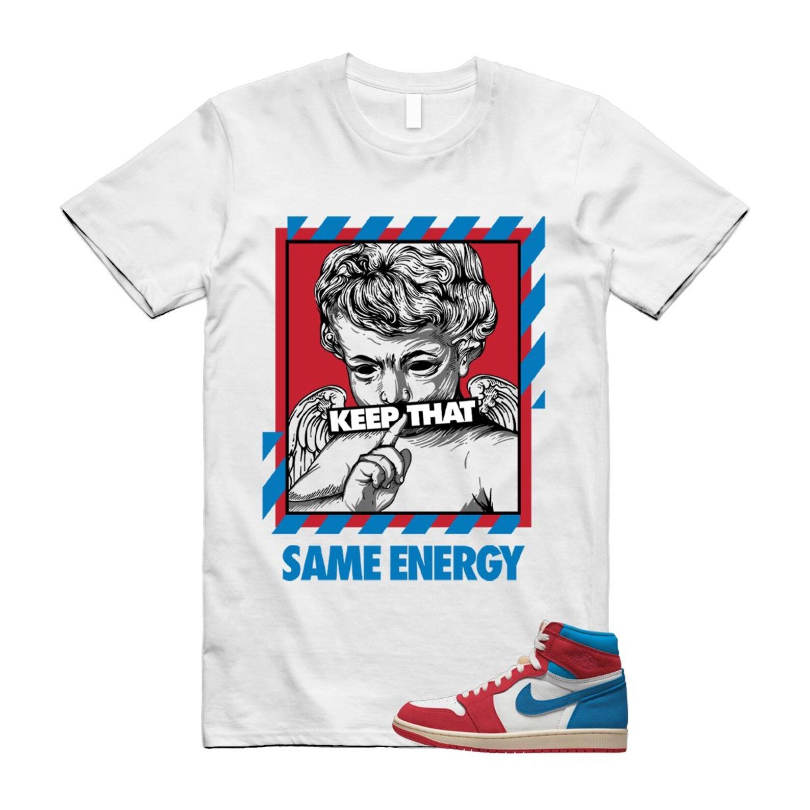 1 Red Dark Powder Blue Red Pale Vanilla Air T Shirt Match ENERGY FD2596-100 T-Shirt, Sneaker Match Tee