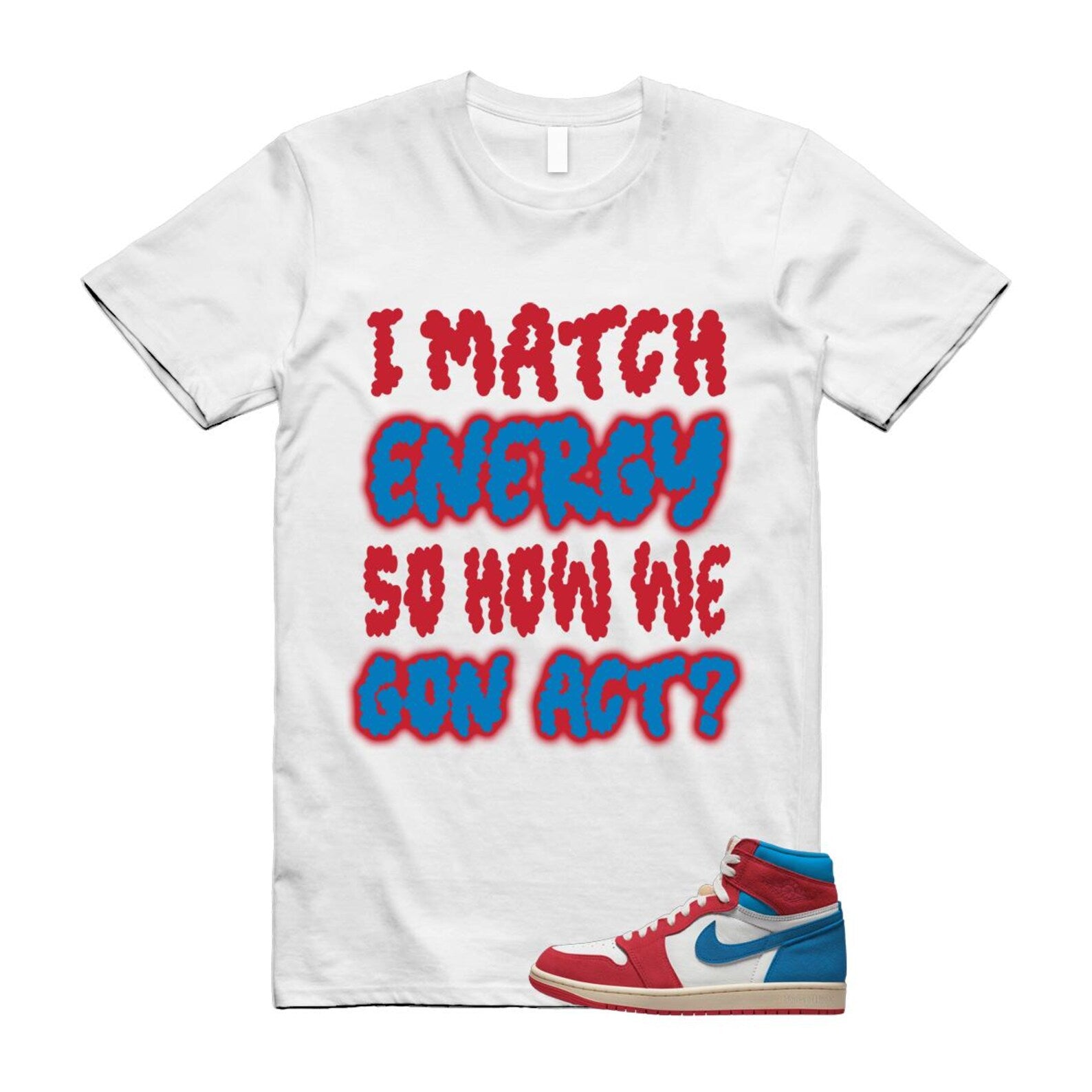1 Red Dark Powder Blue Red Pale Vanilla Air T Shirt Match MATCH FD2596-100 T-Shirt, Sneaker Match Tee