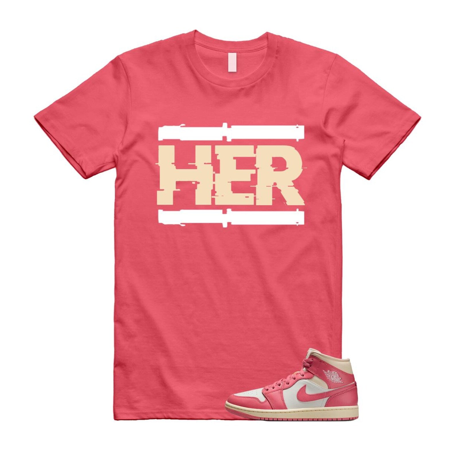 1 Guava Ice Muslin Pink Salt White Mid T Shirt Match HER BQ6472-109 T-Shirt, Sneaker Match Tee