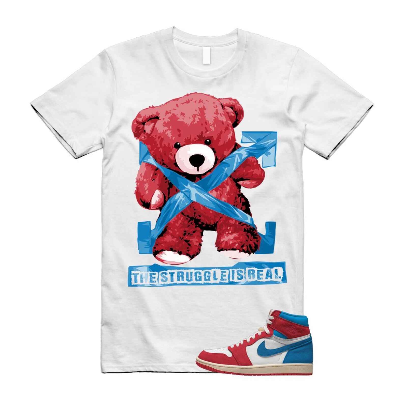 1 Red Dark Powder Blue Red Pale Vanilla Air T Shirt Match STRUG FD2596-100 T-Shirt, Sneaker Match Tee