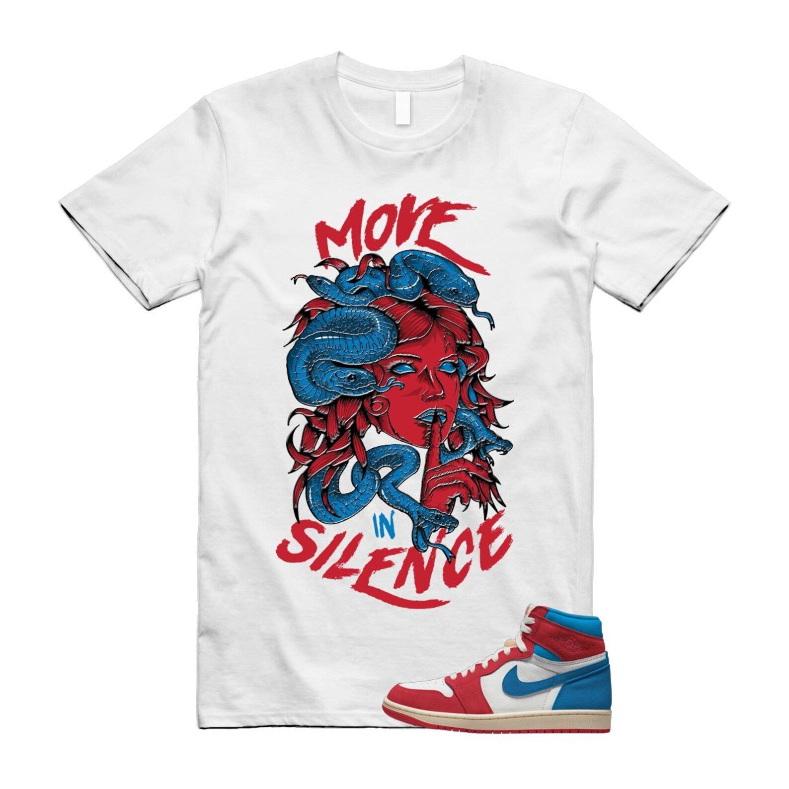 1 Red Dark Powder Blue Red Pale Vanilla Air T Shirt Match MIS FD2596-100 T-Shirt, Sneaker Match Tee