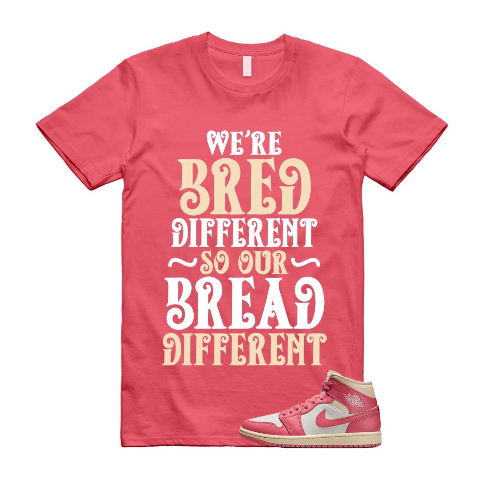 1 Guava Ice Muslin Pink Salt White Mid T Shirt Match BREAD BQ6472-109 T-Shirt, Sneaker Match Tee