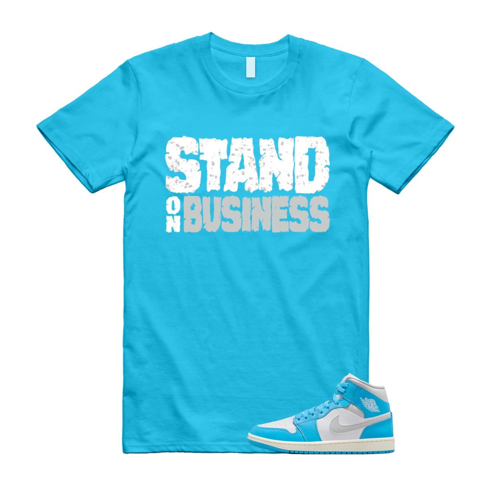 1 Dark Powder Blue White Sail Neutral Grey Mid T Shirt Match SOB BQ6472-400 T-Shirt, Sneaker Match Tee