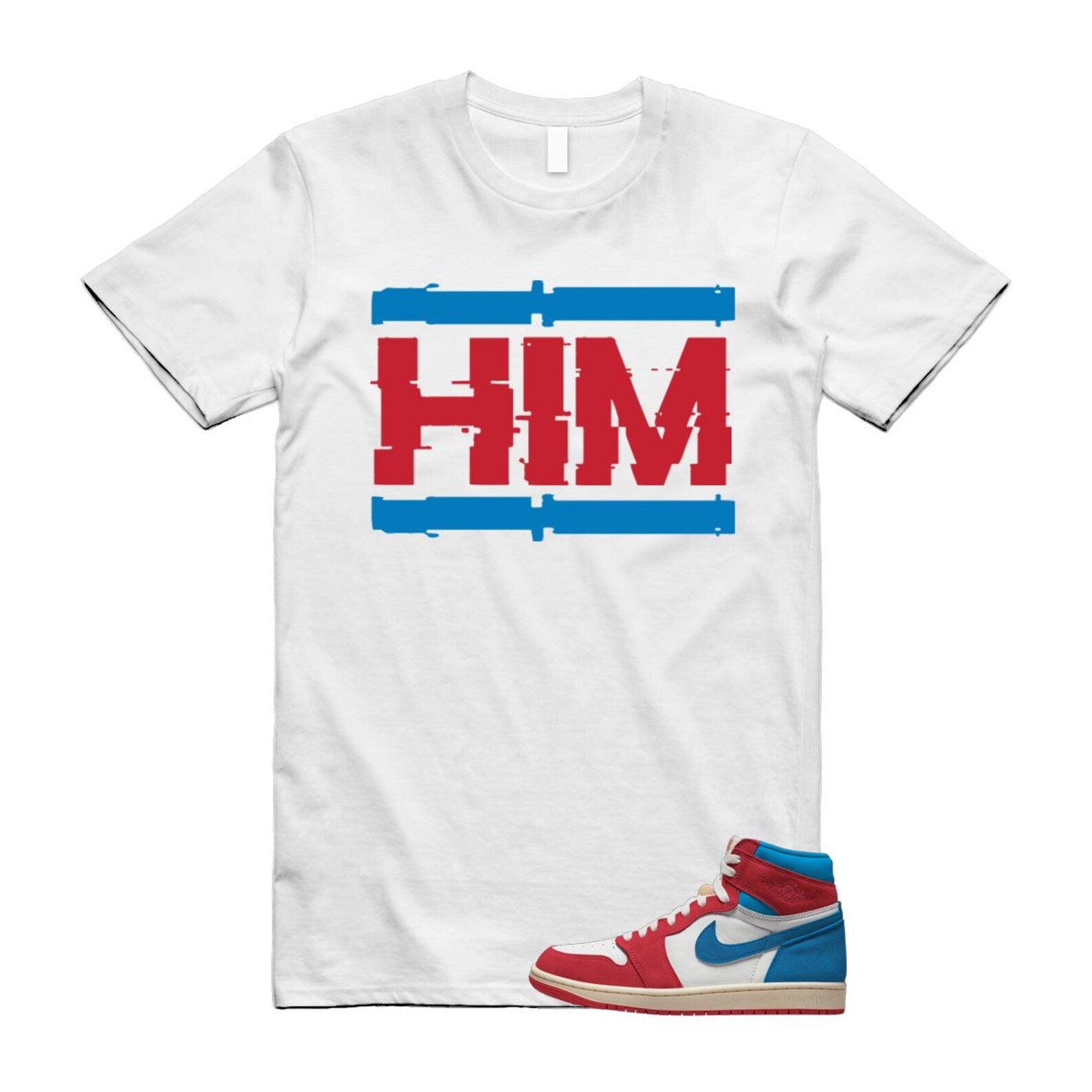 1 Red Dark Powder Blue Red Pale Vanilla Air T Shirt Match HIM FD2596-100 T-Shirt, Sneaker Match Tee