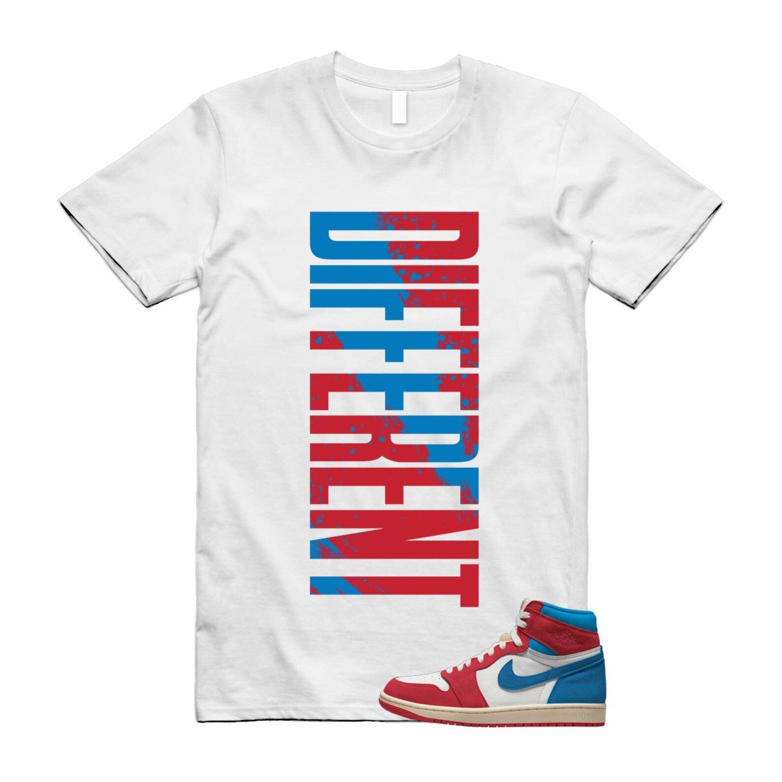 1 Red Dark Powder Blue Red Pale Vanilla Air T Shirt Match DFRNT FD2596-100 T-Shirt, Sneaker Match Tee