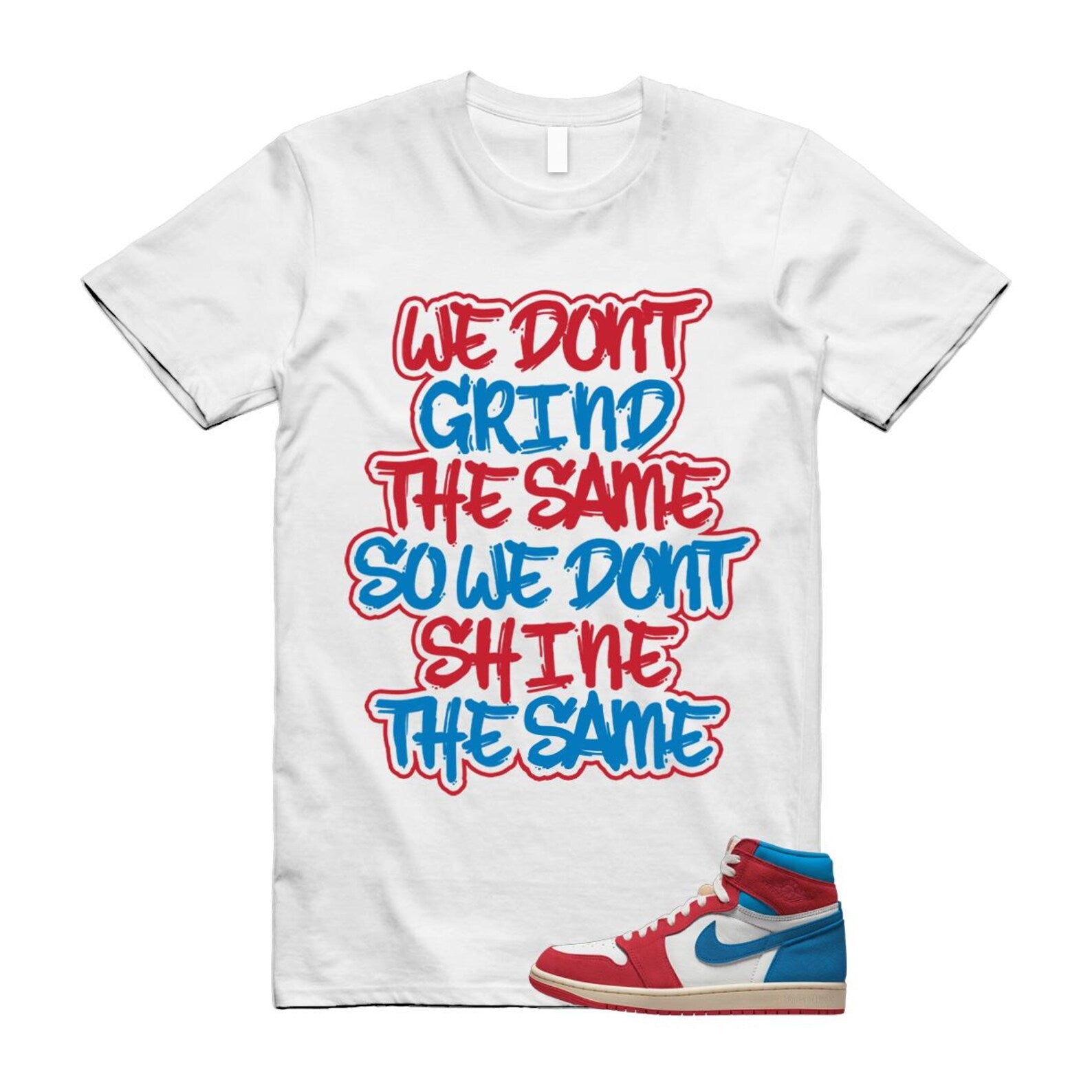 1 Red Dark Powder Blue Red Pale Vanilla Air T Shirt Match GRIND FD2596-100 T-Shirt, Sneaker Match Tee