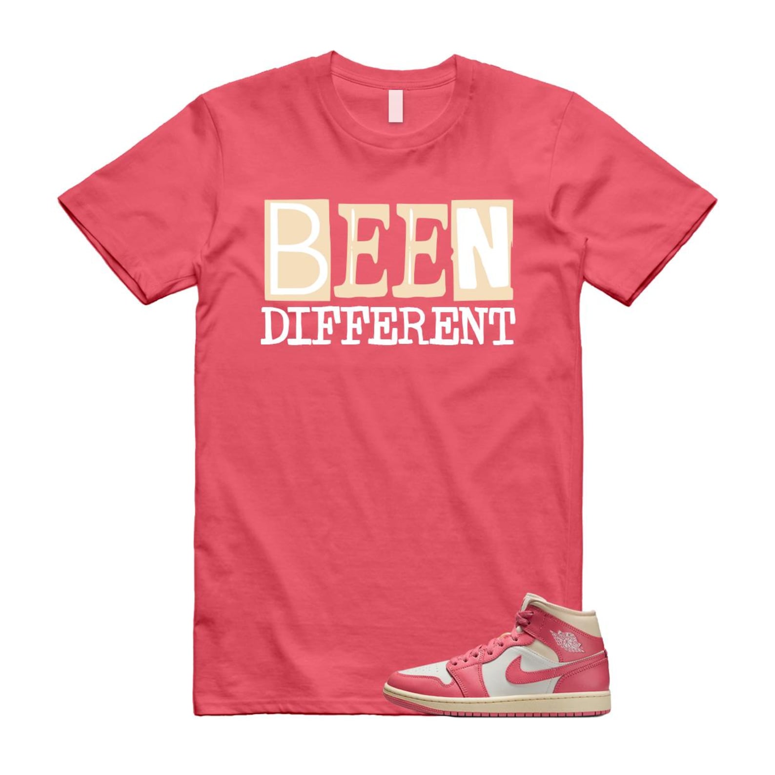 1 Guava Ice Muslin Pink Salt White Mid T Shirt Match BEEN BQ6472-109 T-Shirt, Sneaker Match Tee