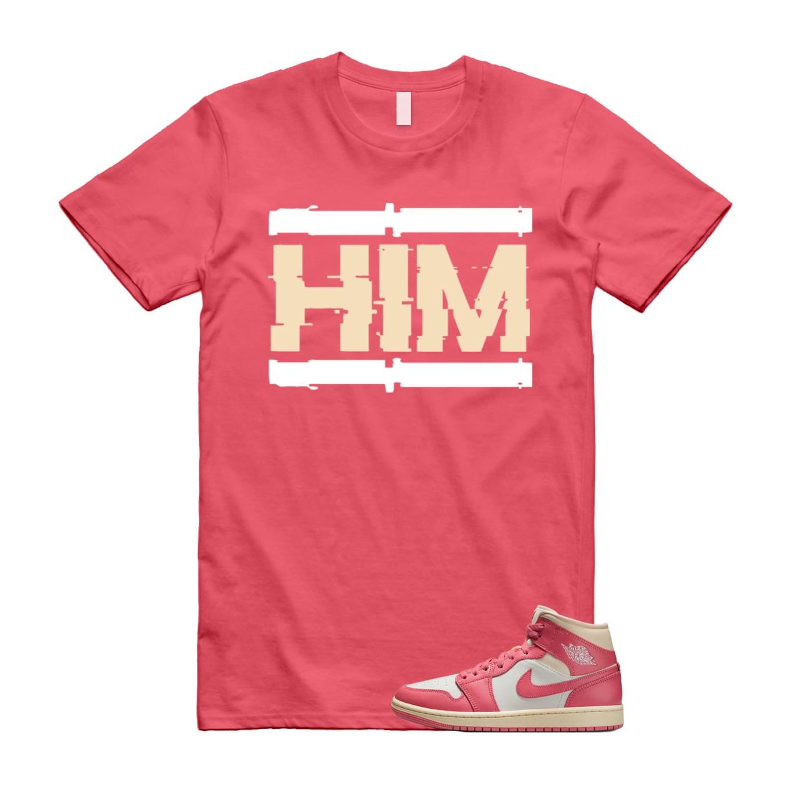 1 Guava Ice Muslin Pink Salt White Mid T Shirt Match HIM BQ6472-109 T-Shirt, Sneaker Match Tee