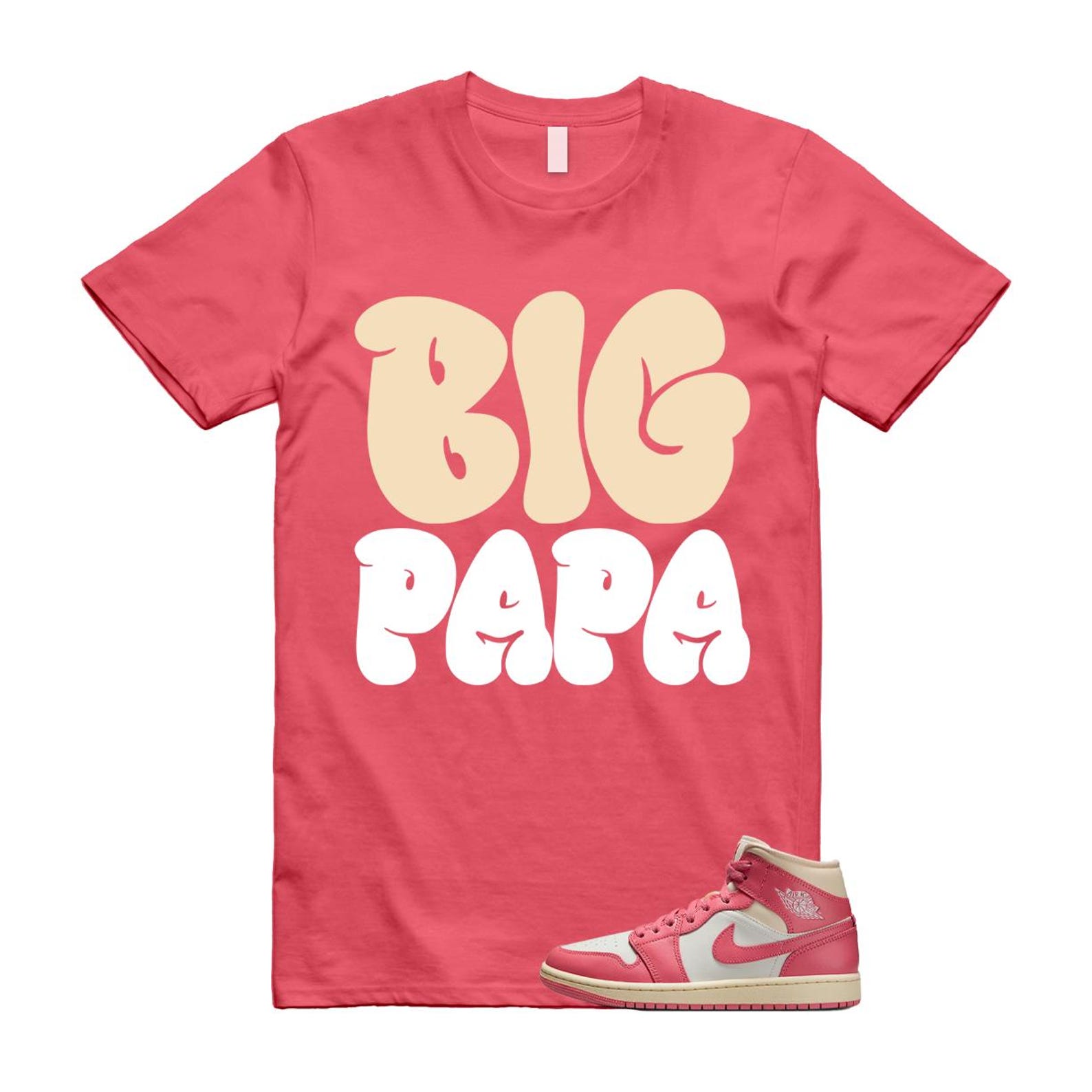 1 Guava Ice Muslin Pink Salt White Mid T Shirt Match PAPA BQ6472-109 T-Shirt, Sneaker Match Tee