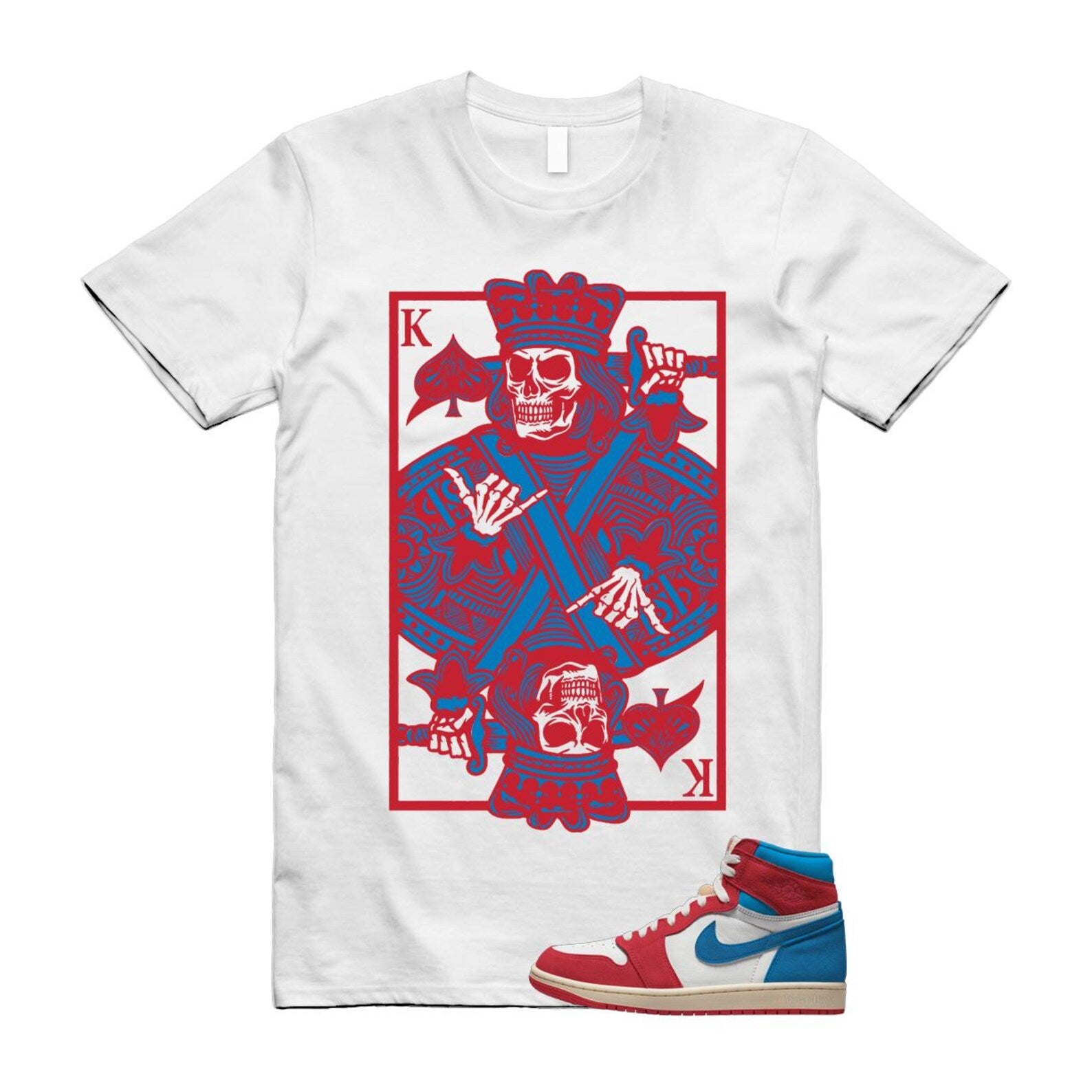 1 Red Dark Powder Blue Red Pale Vanilla Air T Shirt Match KC FD2596-100 T-Shirt, Sneaker Match Tee