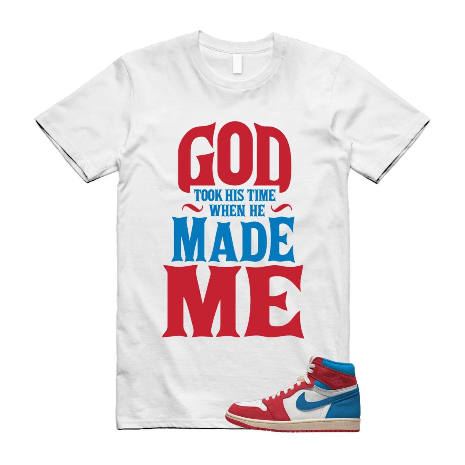 1 Red Dark Powder Blue Red Pale Vanilla Air T Shirt Match GTHT FD2596-100 T-Shirt, Sneaker Match Tee