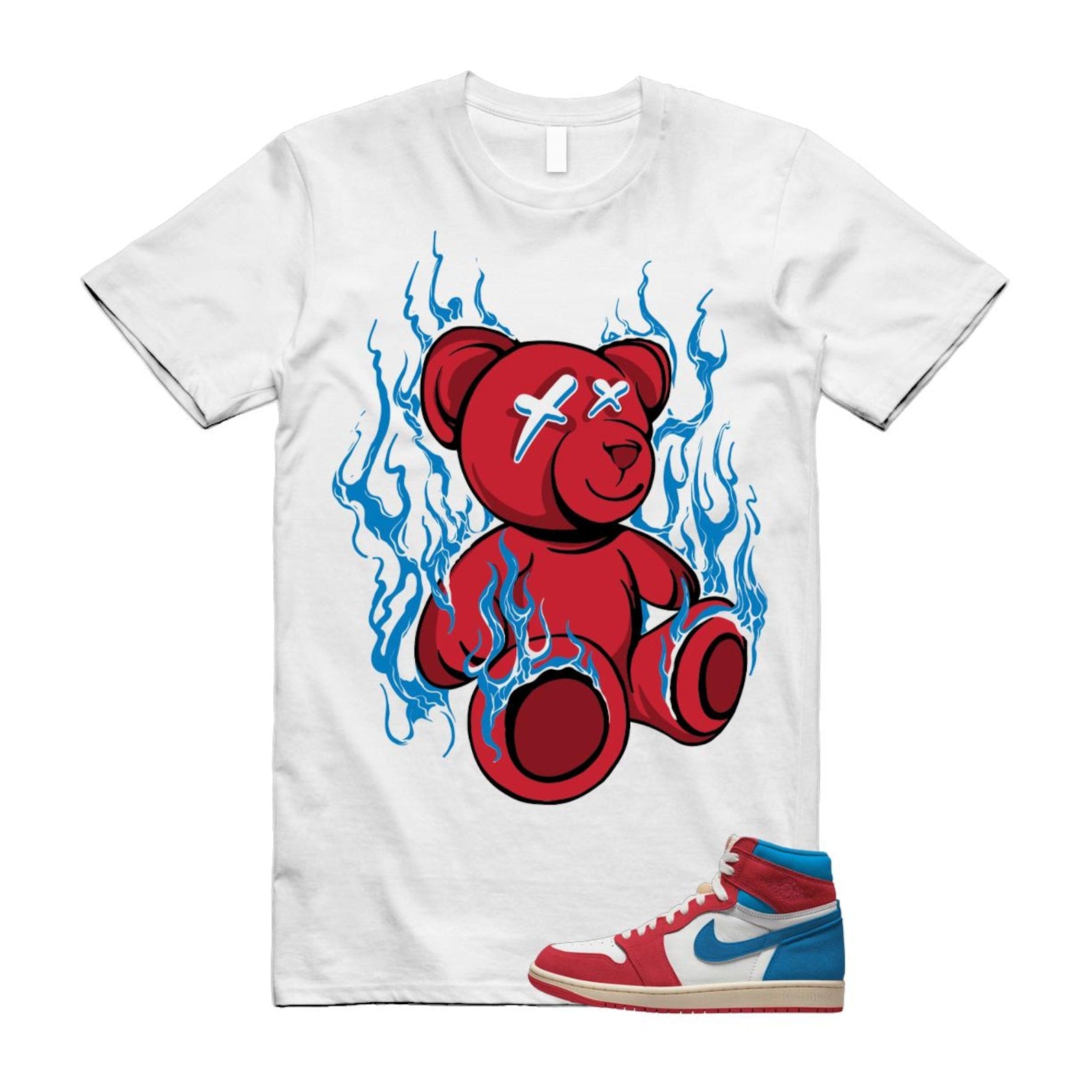 1 Red Dark Powder Blue Red Pale Vanilla Air T Shirt Match LIT FD2596-100 T-Shirt, Sneaker Match Tee