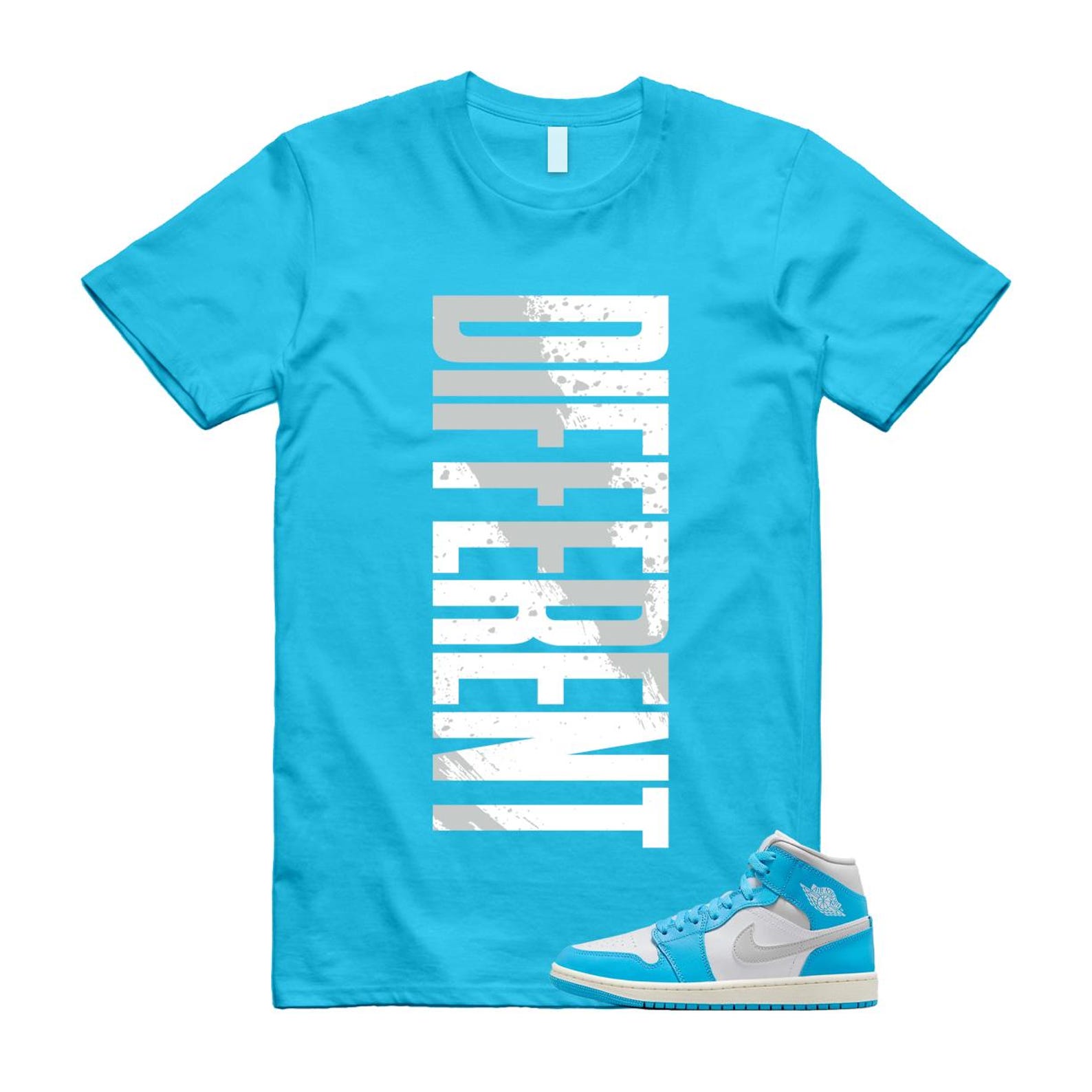 1 Dark Powder Blue White Sail Neutral Grey Mid T Shirt Match DFRNT BQ6472-400 T-Shirt, Sneaker Match Tee