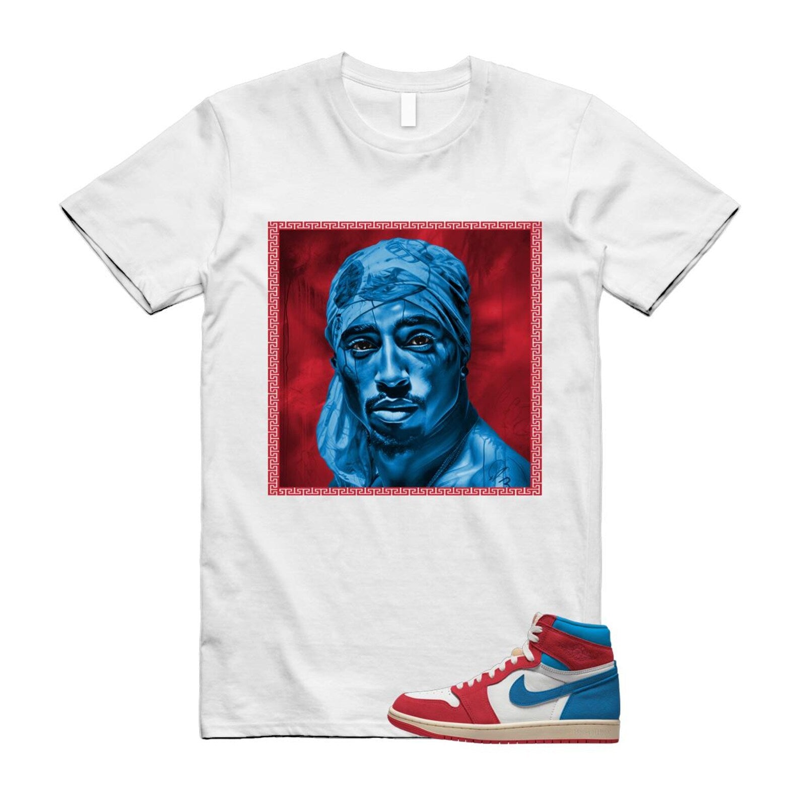 1 Red Dark Powder Blue Red Pale Vanilla Air T Shirt Match PAC FD2596-100 T-Shirt, Sneaker Match Tee