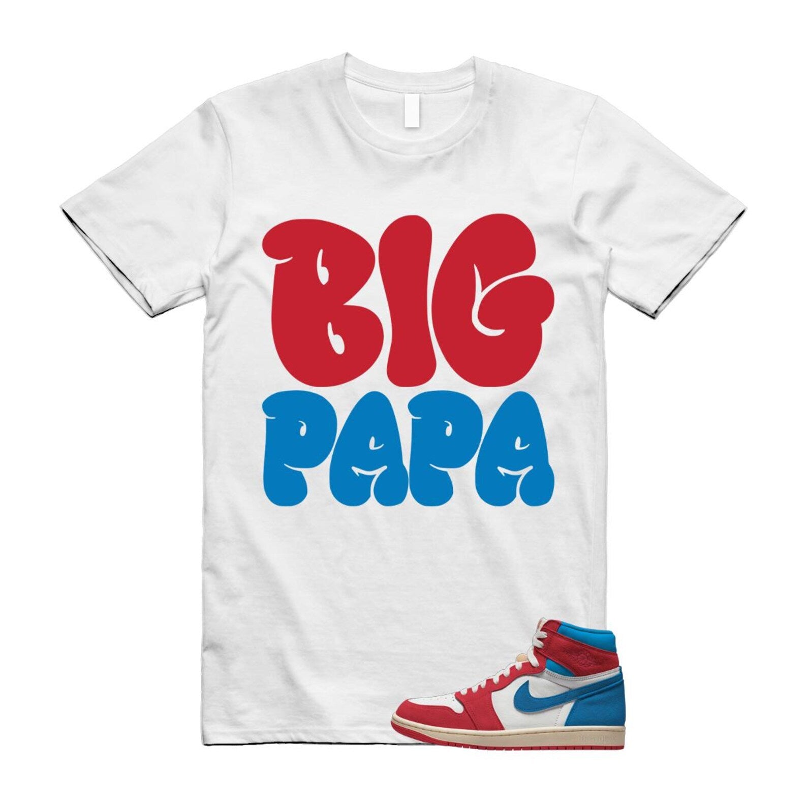1 Red Dark Powder Blue Red Pale Vanilla Air T Shirt Match PAPA FD2596-100 T-Shirt, Sneaker Match Tee