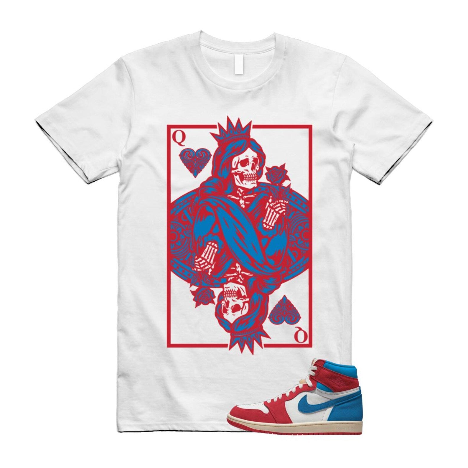 1 Red Dark Powder Blue Red Pale Vanilla Air T Shirt Match QC FD2596-100 T-Shirt, Sneaker Match Tee