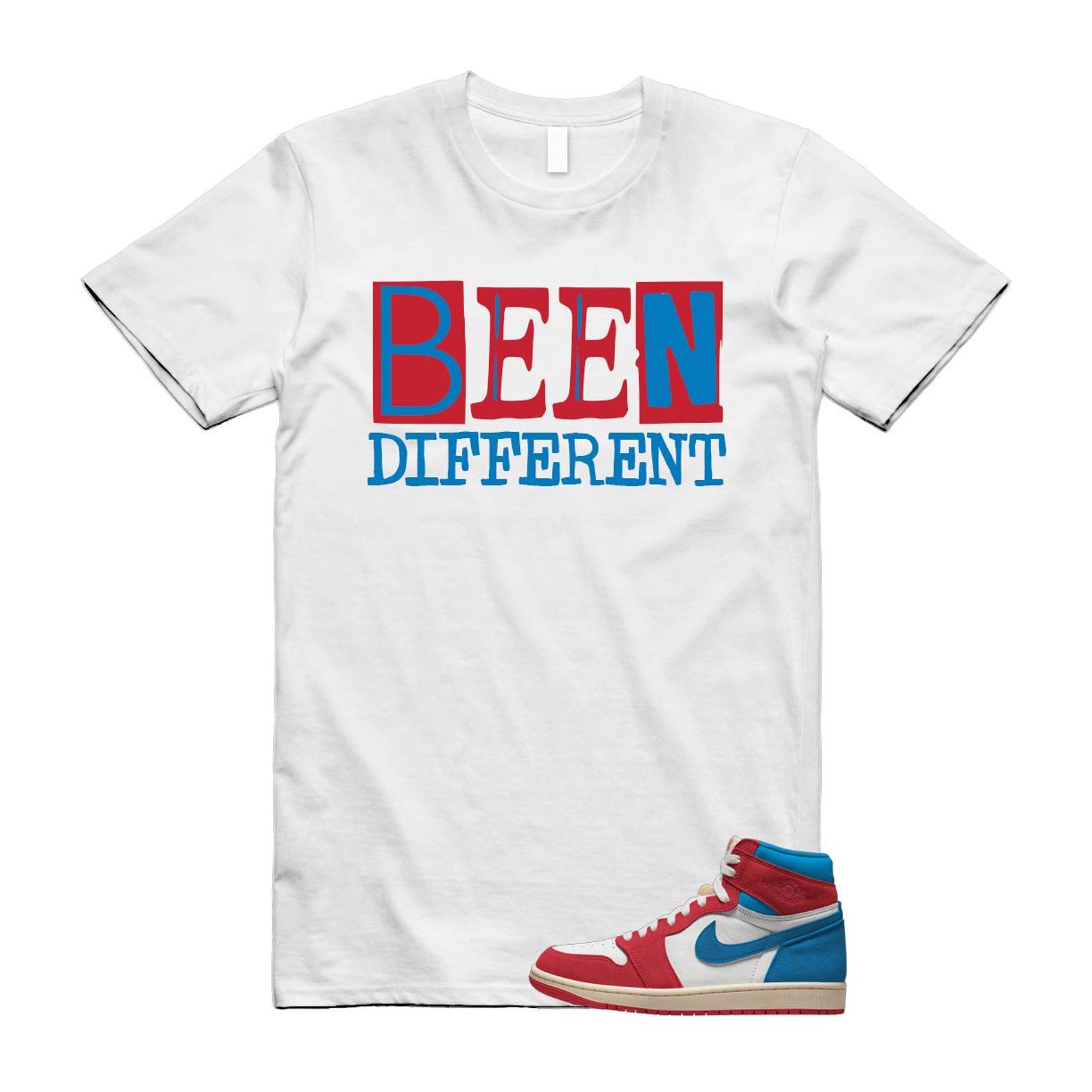 1 Red Dark Powder Blue Red Pale Vanilla Air T Shirt Match BEEN FD2596-100 T-Shirt, Sneaker Match Tee