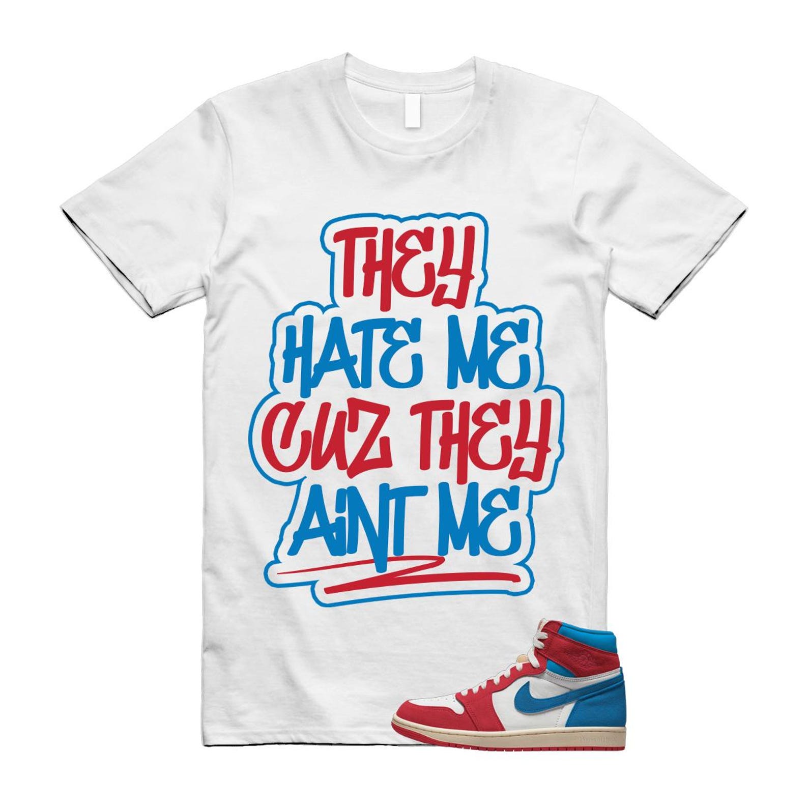 1 Red Dark Powder Blue Red Pale Vanilla Air T Shirt Match AINT FD2596-100 T-Shirt, Sneaker Match Tee